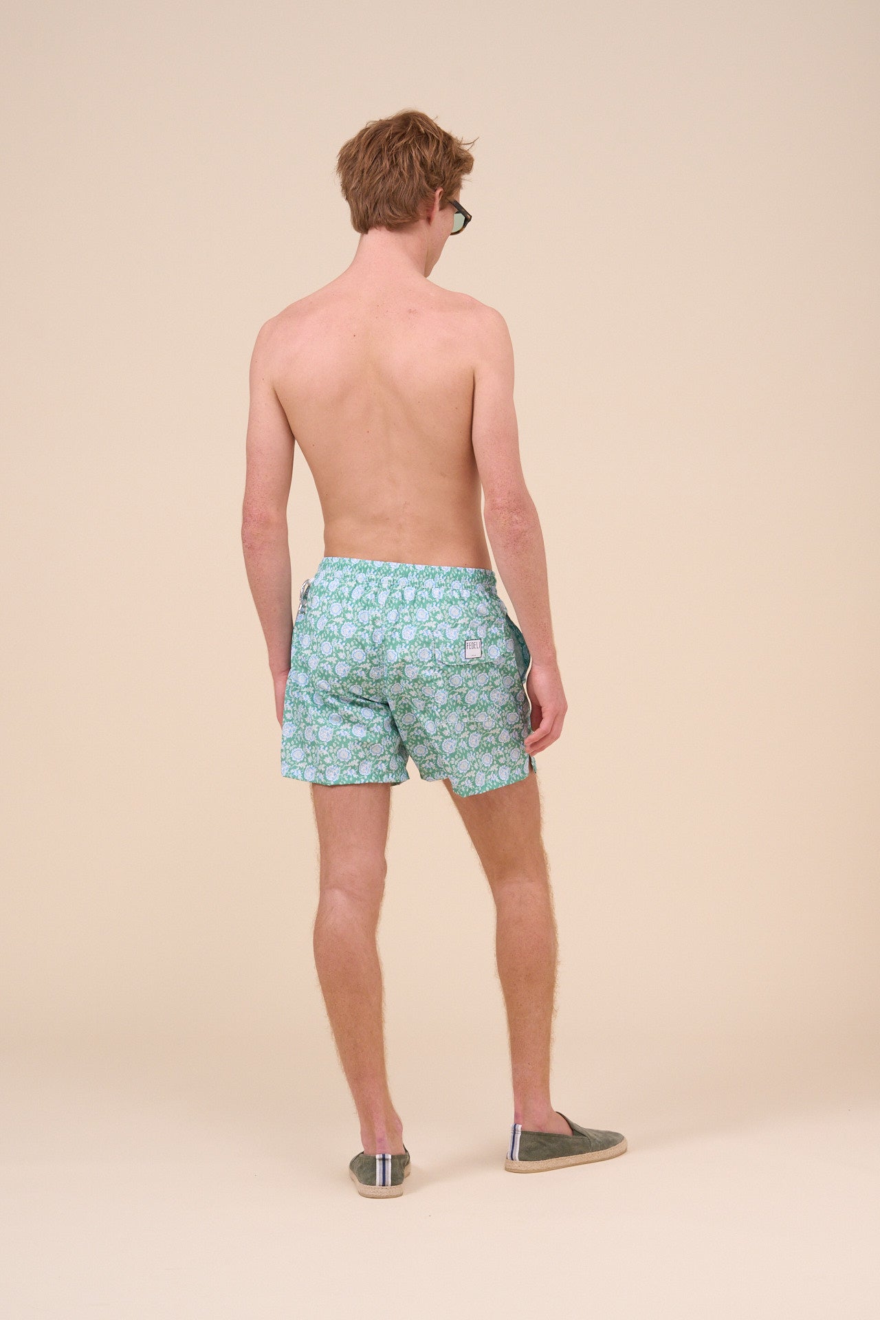 Madeira - The Sustainable Swim Trunk - Passion Flower Pattern - GREEN