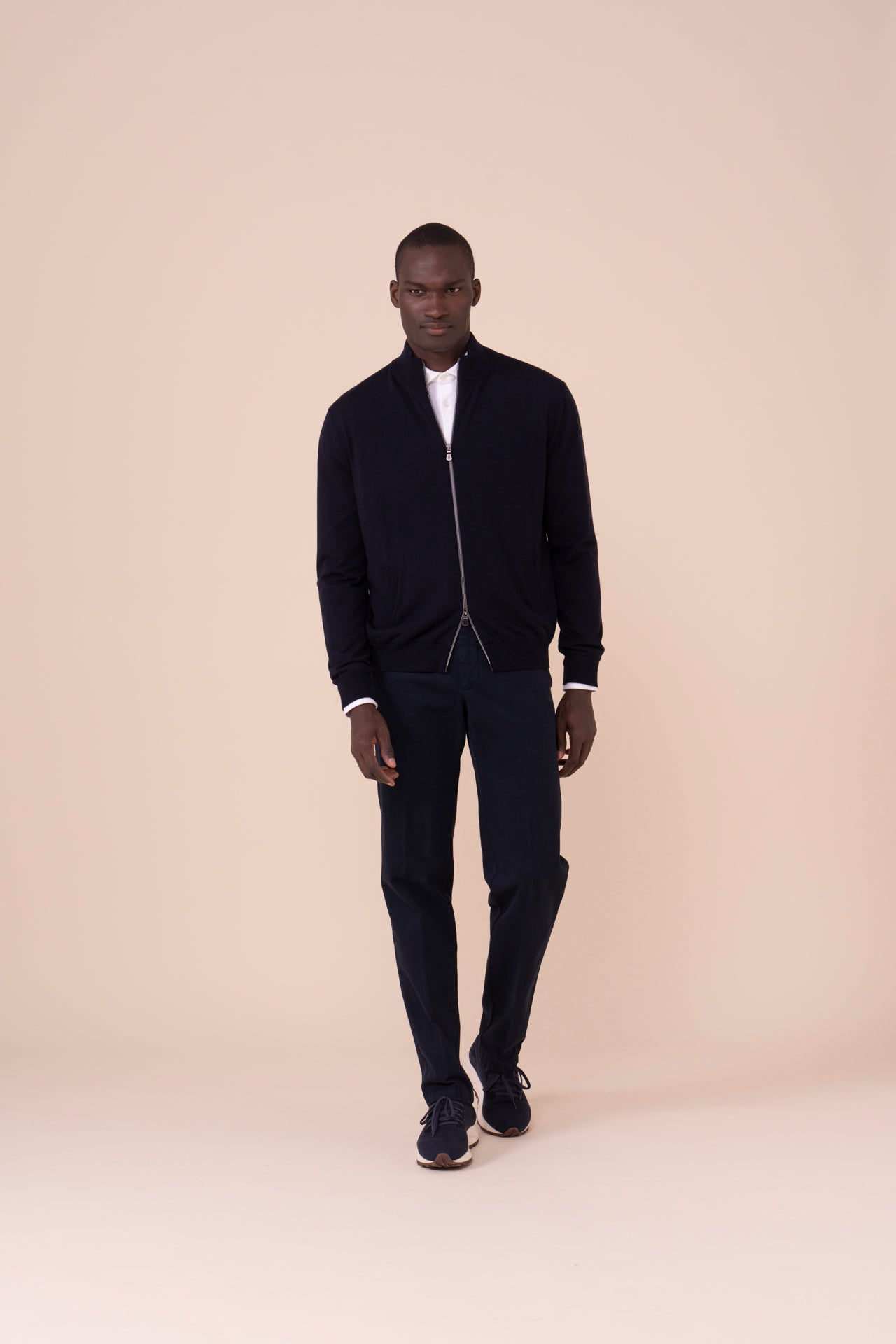 Paros Wool Knit Bomber in iconic blue - MIDNIGHTBLUE