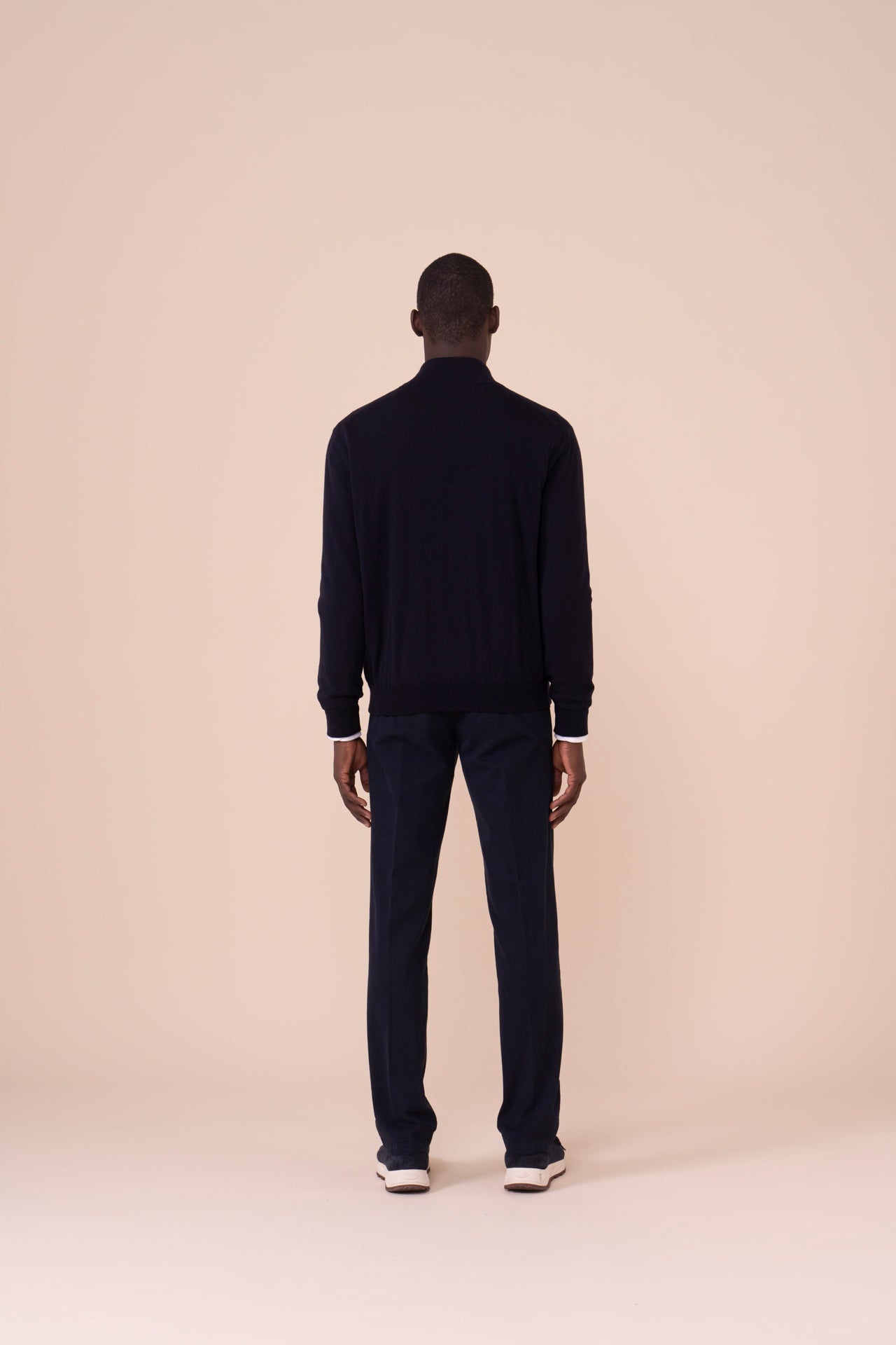 Paros Wool Knit Bomber in iconic blue - MIDNIGHTBLUE