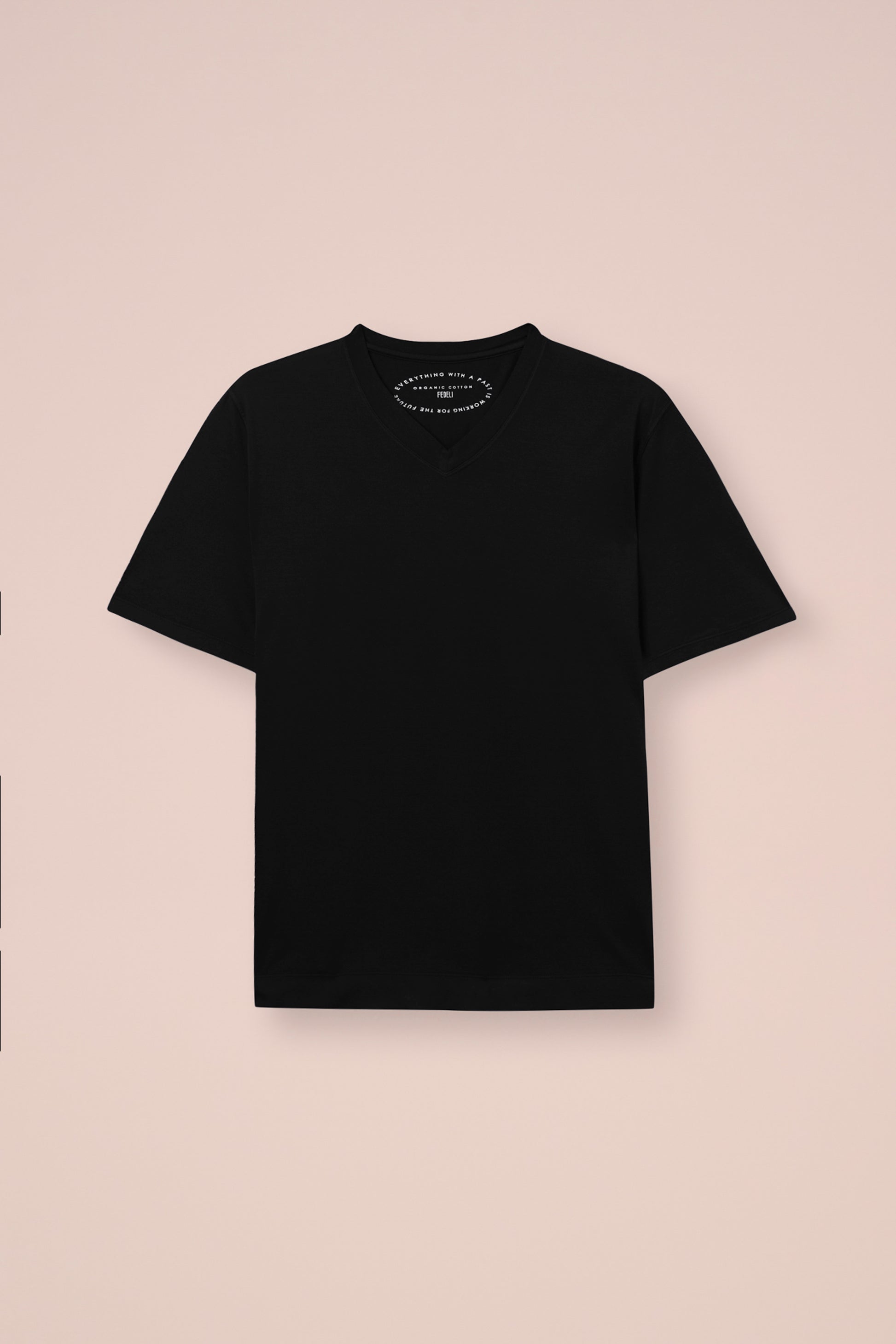 T-shirt con scollo a V in cotone biologico Nizza nei colori iconici - NERO