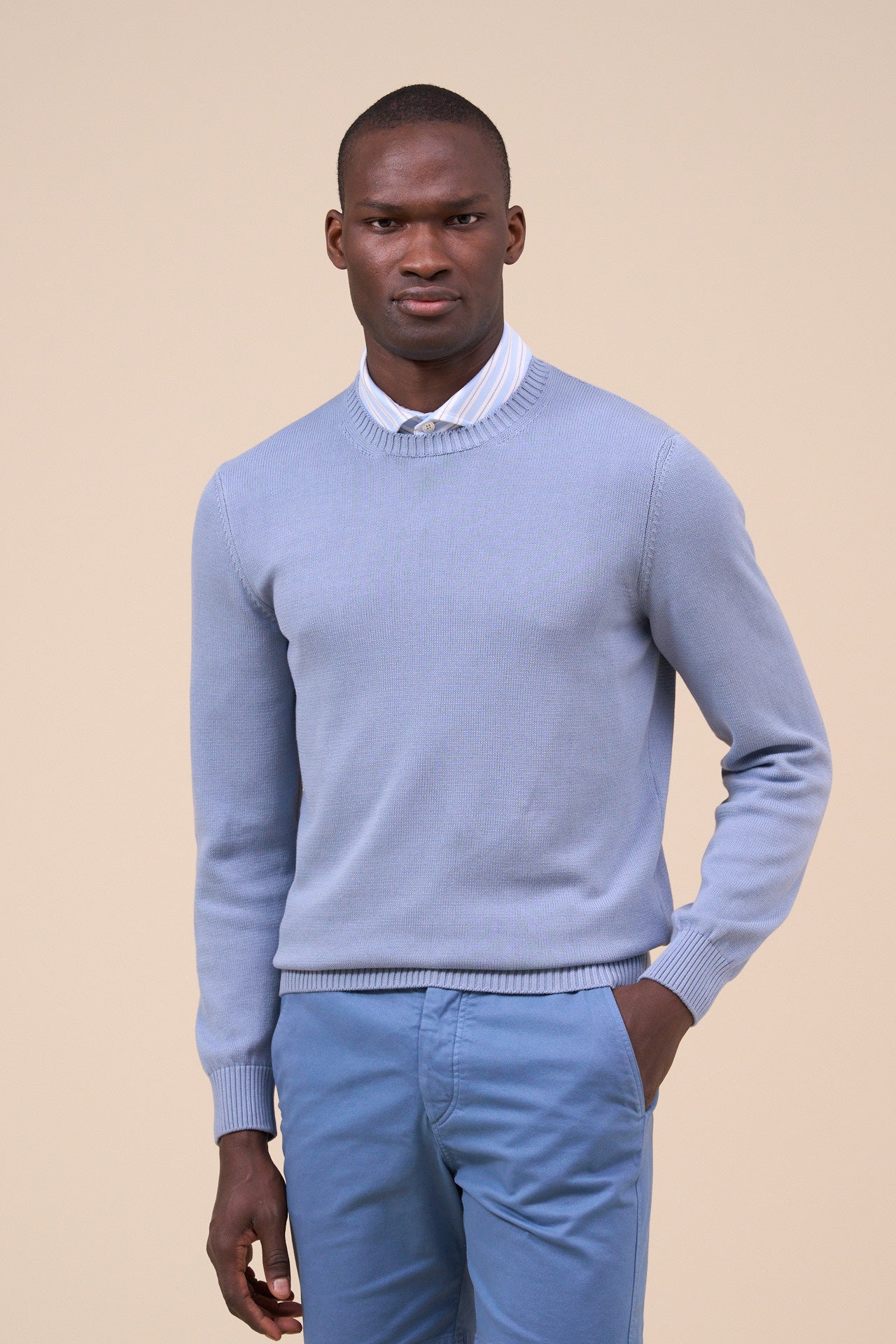 Argentina Eight Cotton Light Dusty Knitted Crewneck – Fedeli