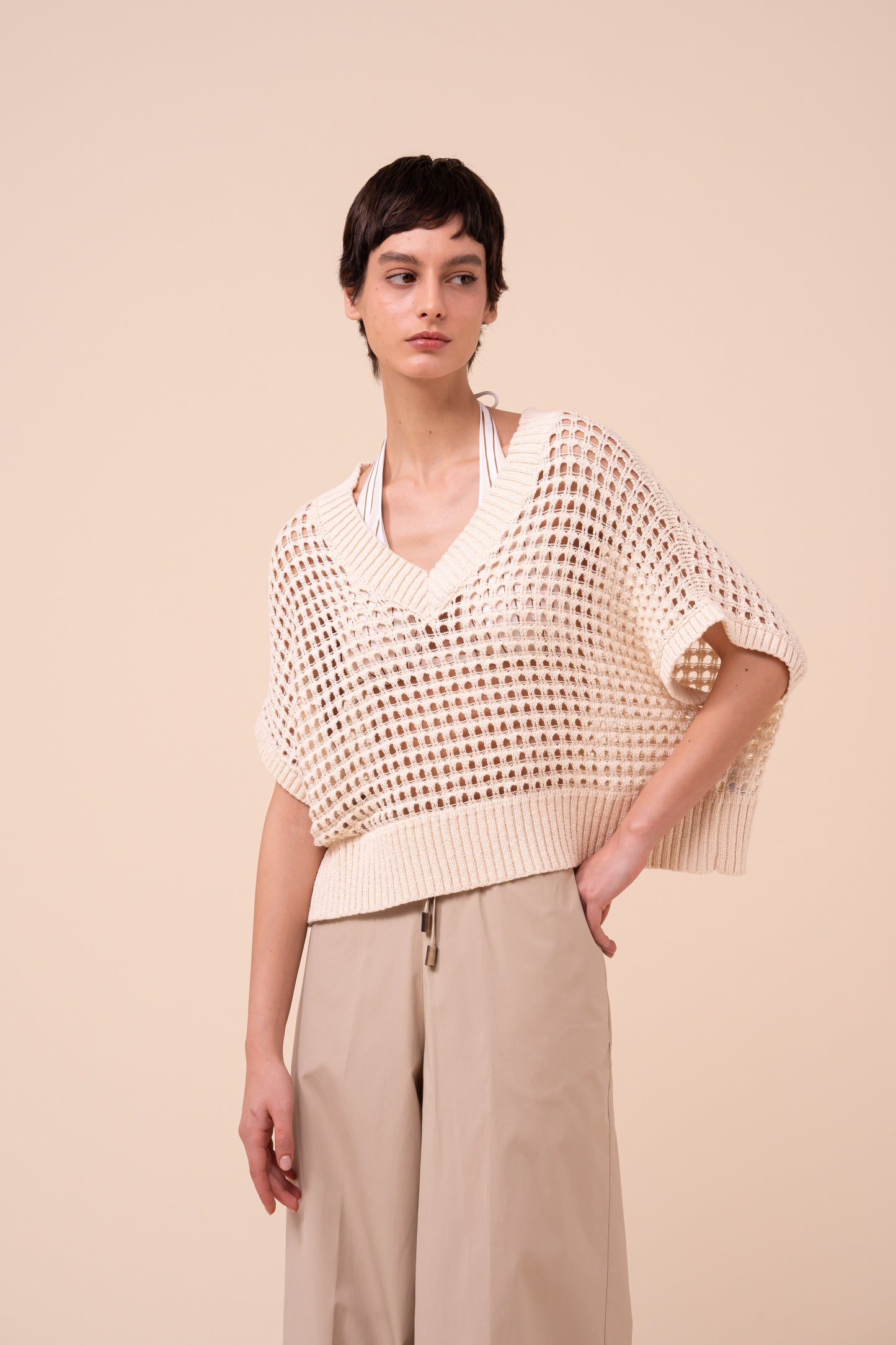 Lao Papiro Cotton Vest - CREAM