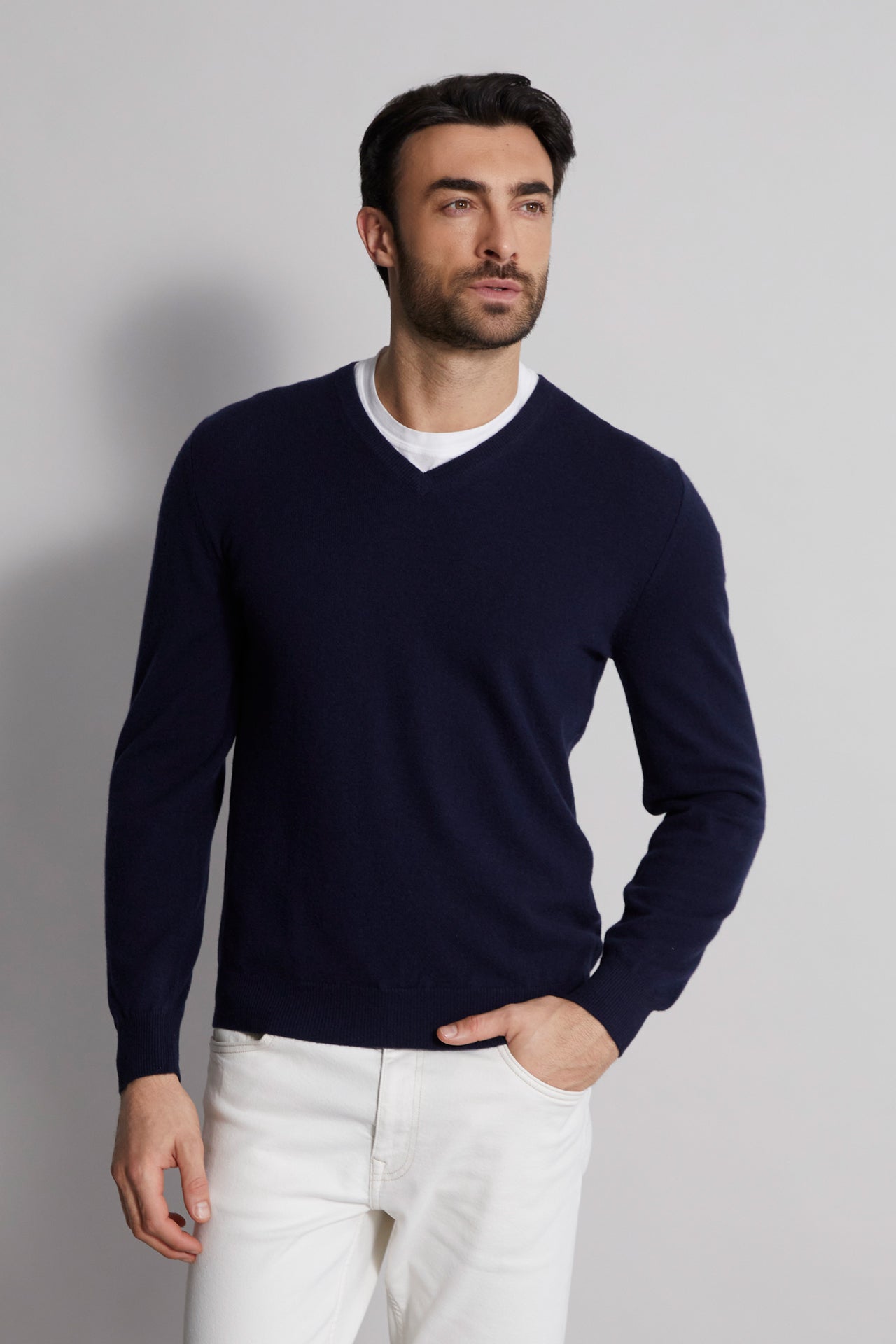 Pull cashmere v-neck in iconic colors