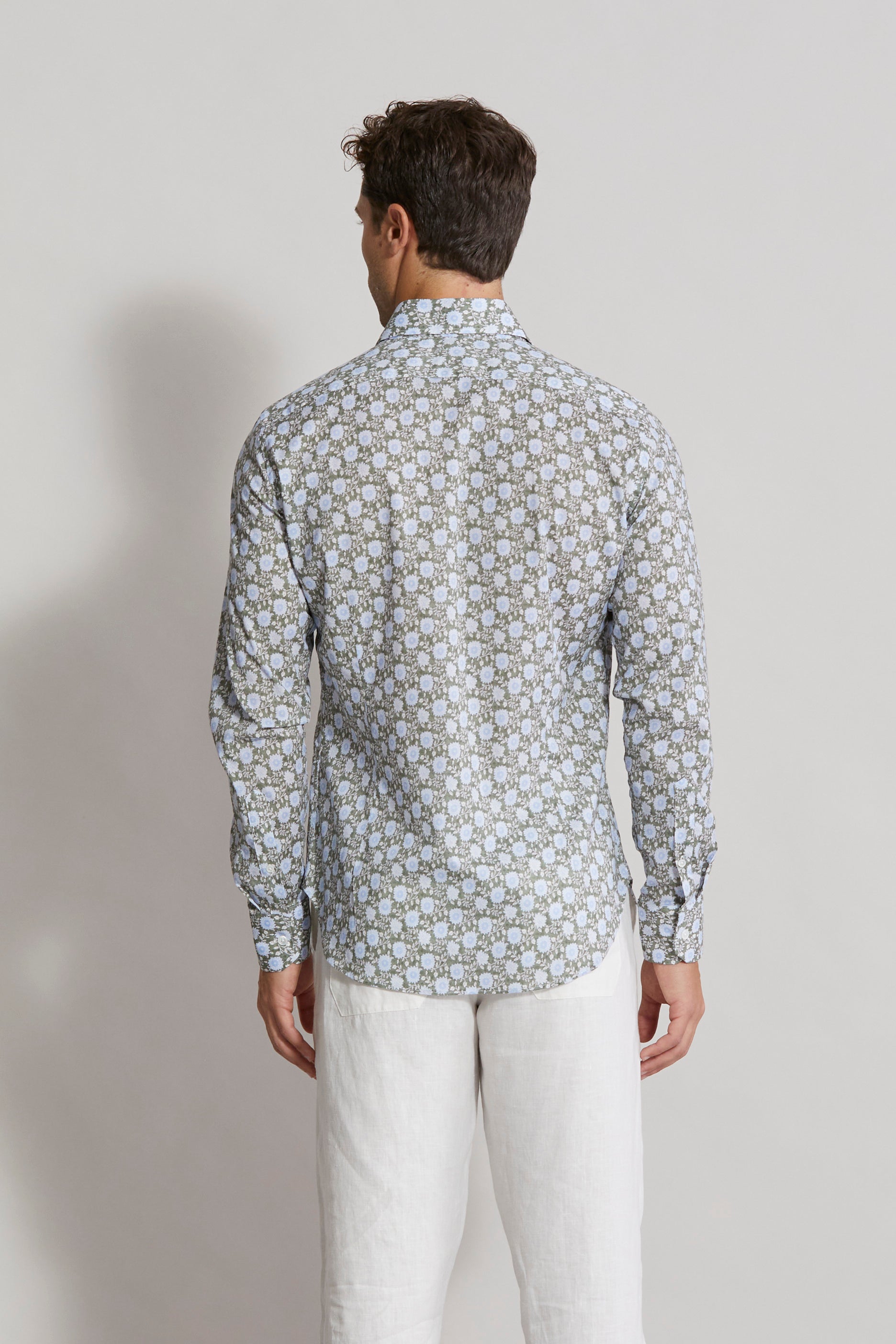 Men's Designer Cotton Voile Shirt - Bouquet Pattern - back 