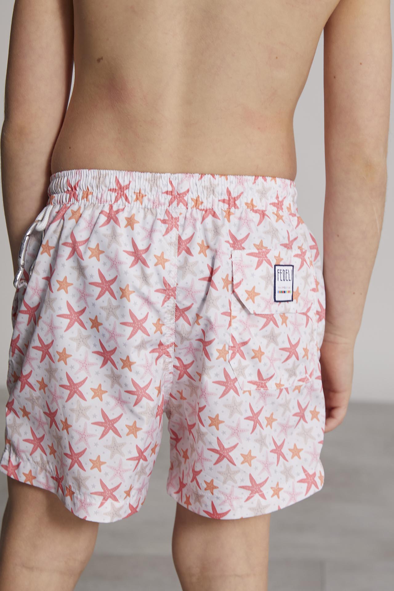 Kids designer swim trunks star pattern - back view