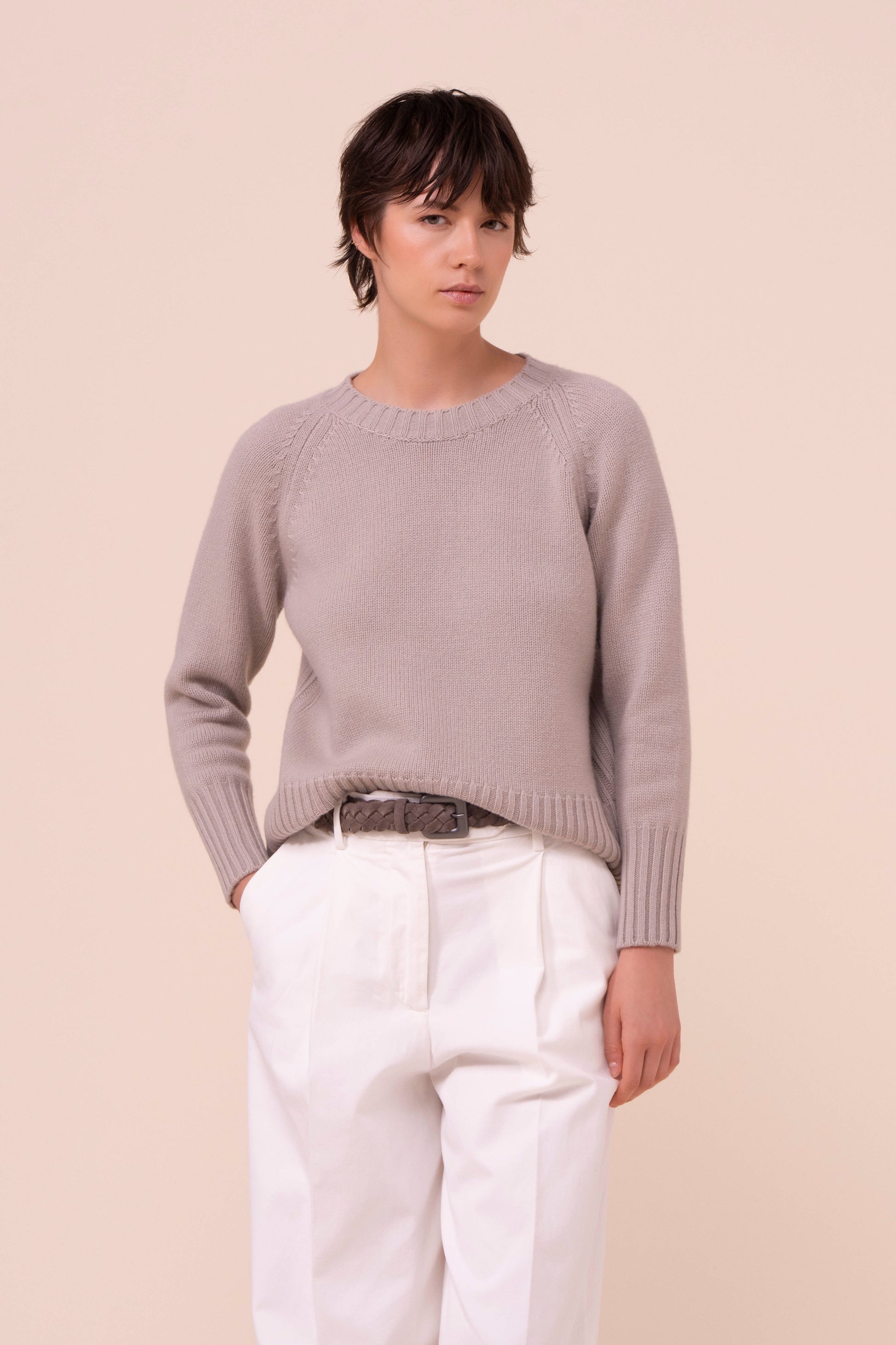 Argentina Edera girocollo in cashmere - DESERT