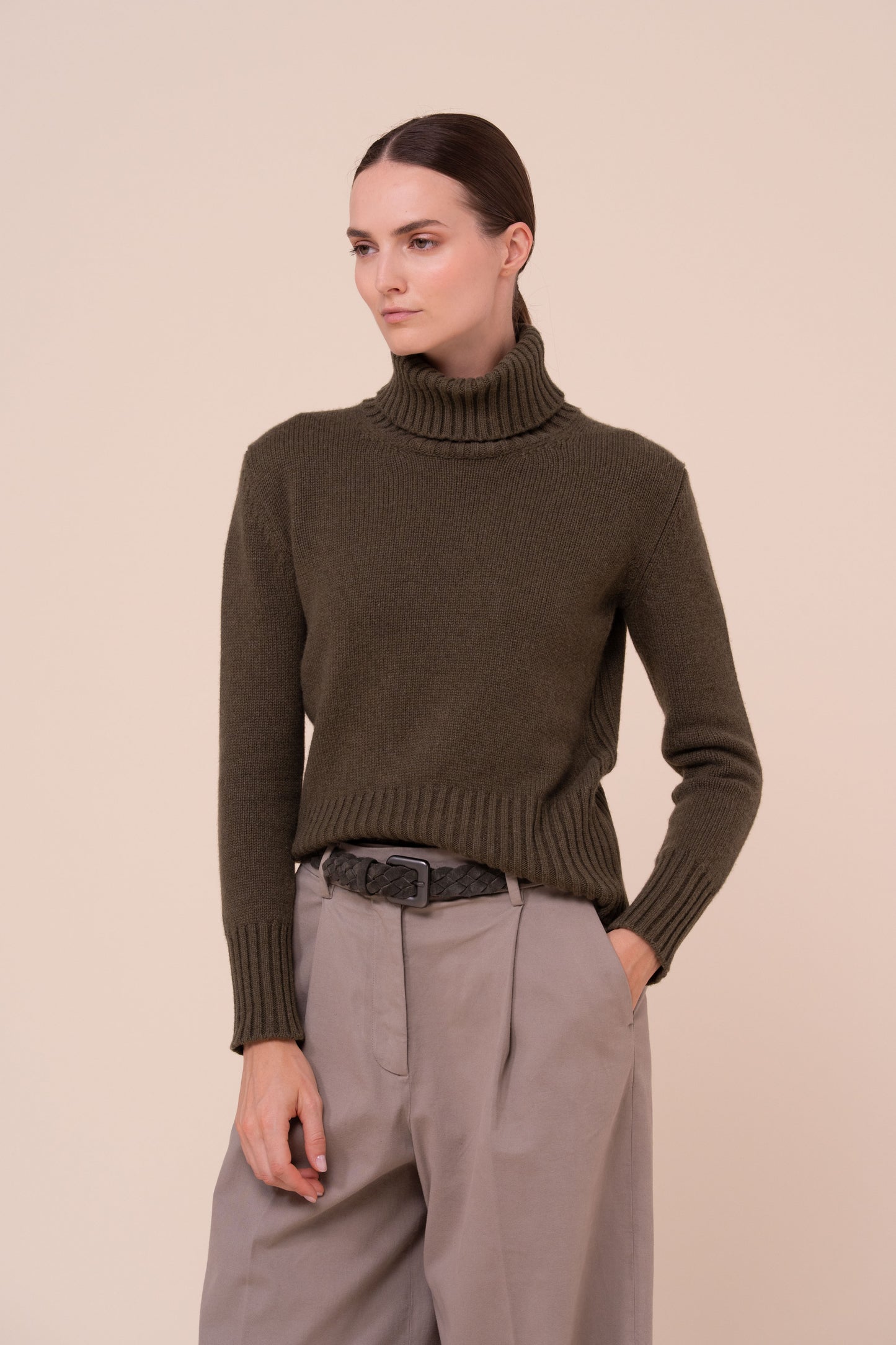 Derby Edera dolcevita in cashmere  - DARKOLIVEGREEN