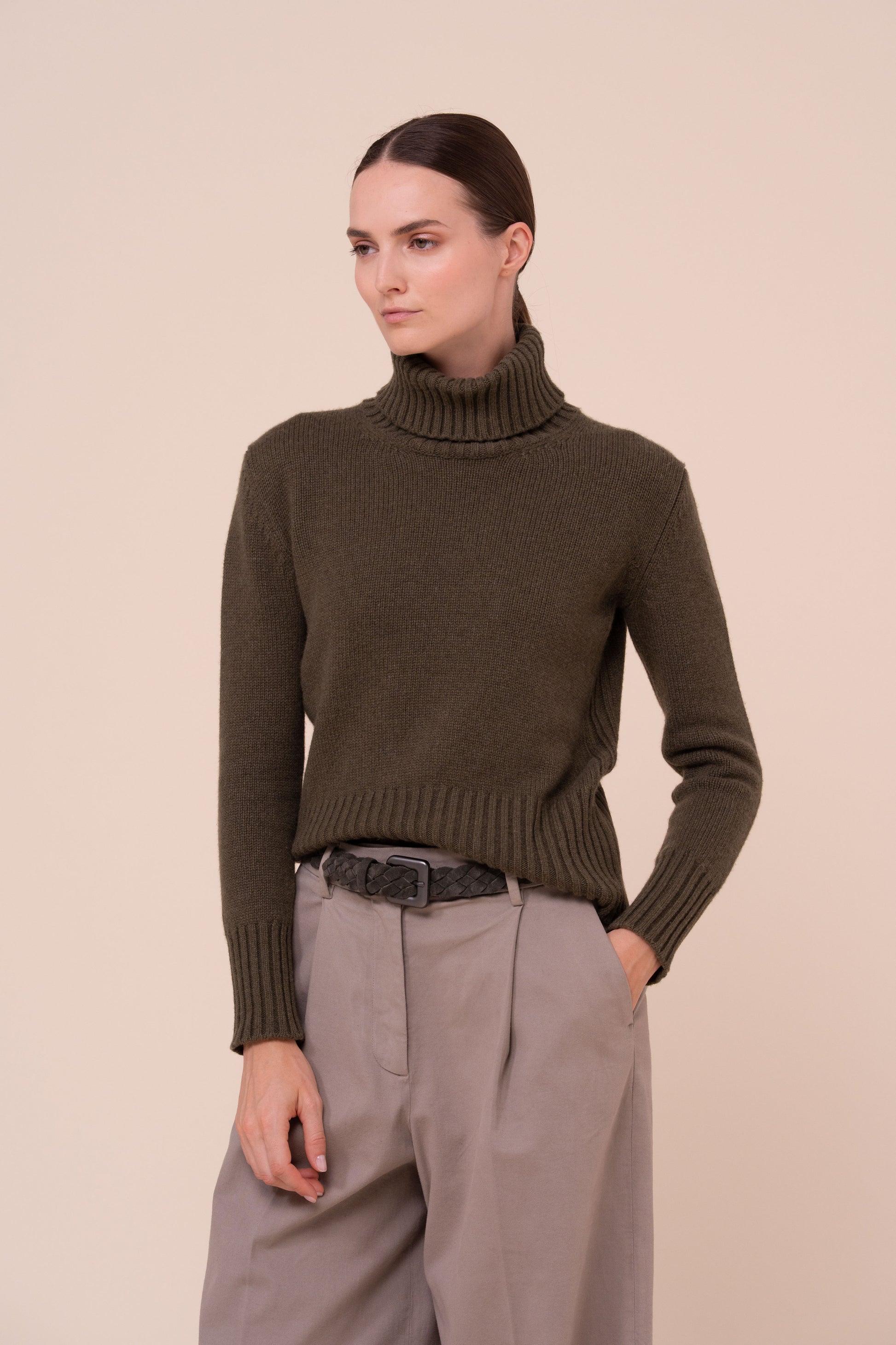 Derby Edera dolcevita in cashmere  - DARKOLIVEGREEN