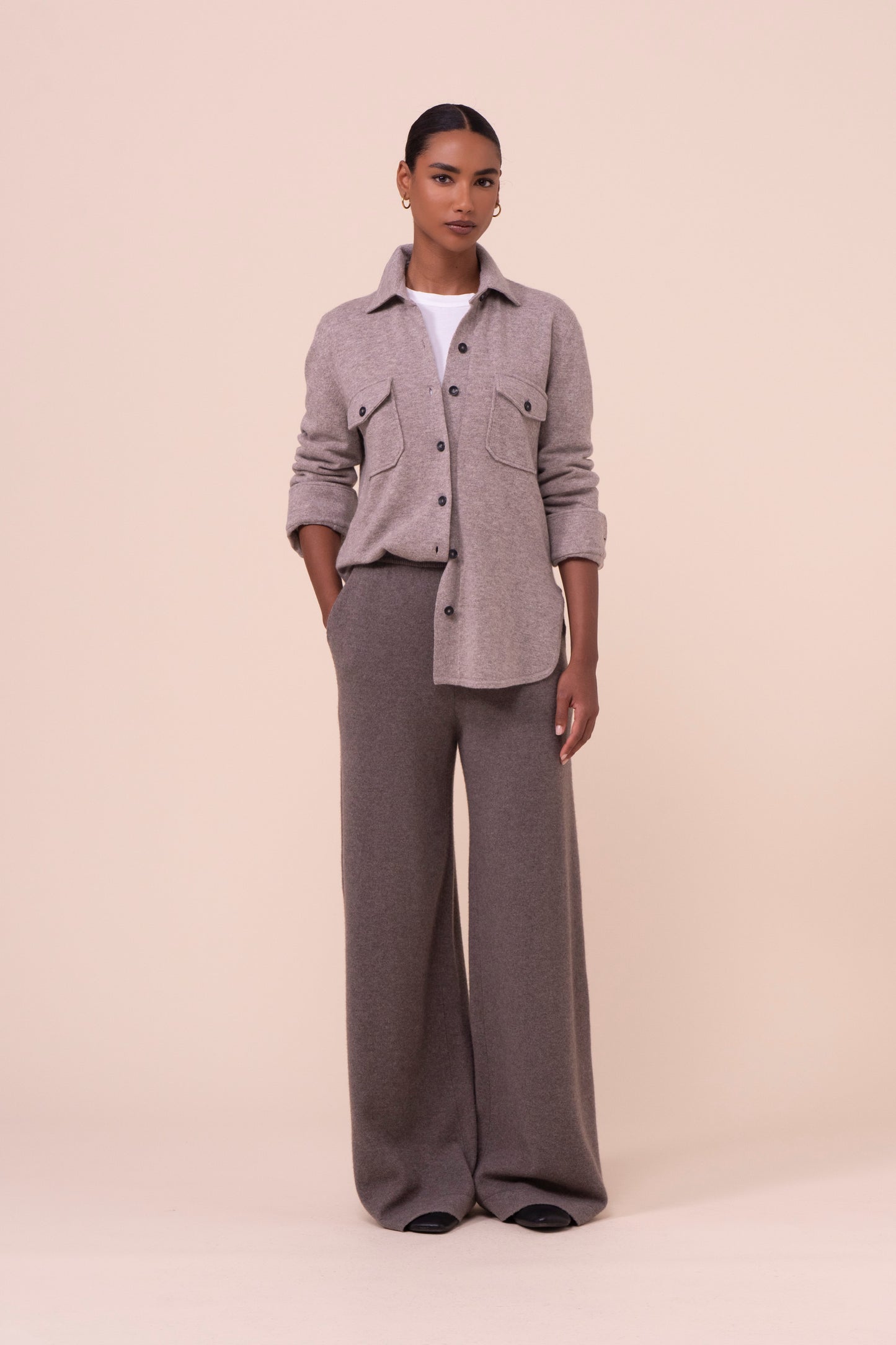 Corviglia overshirt in cashmere con bottoni - ROPEMELANGE