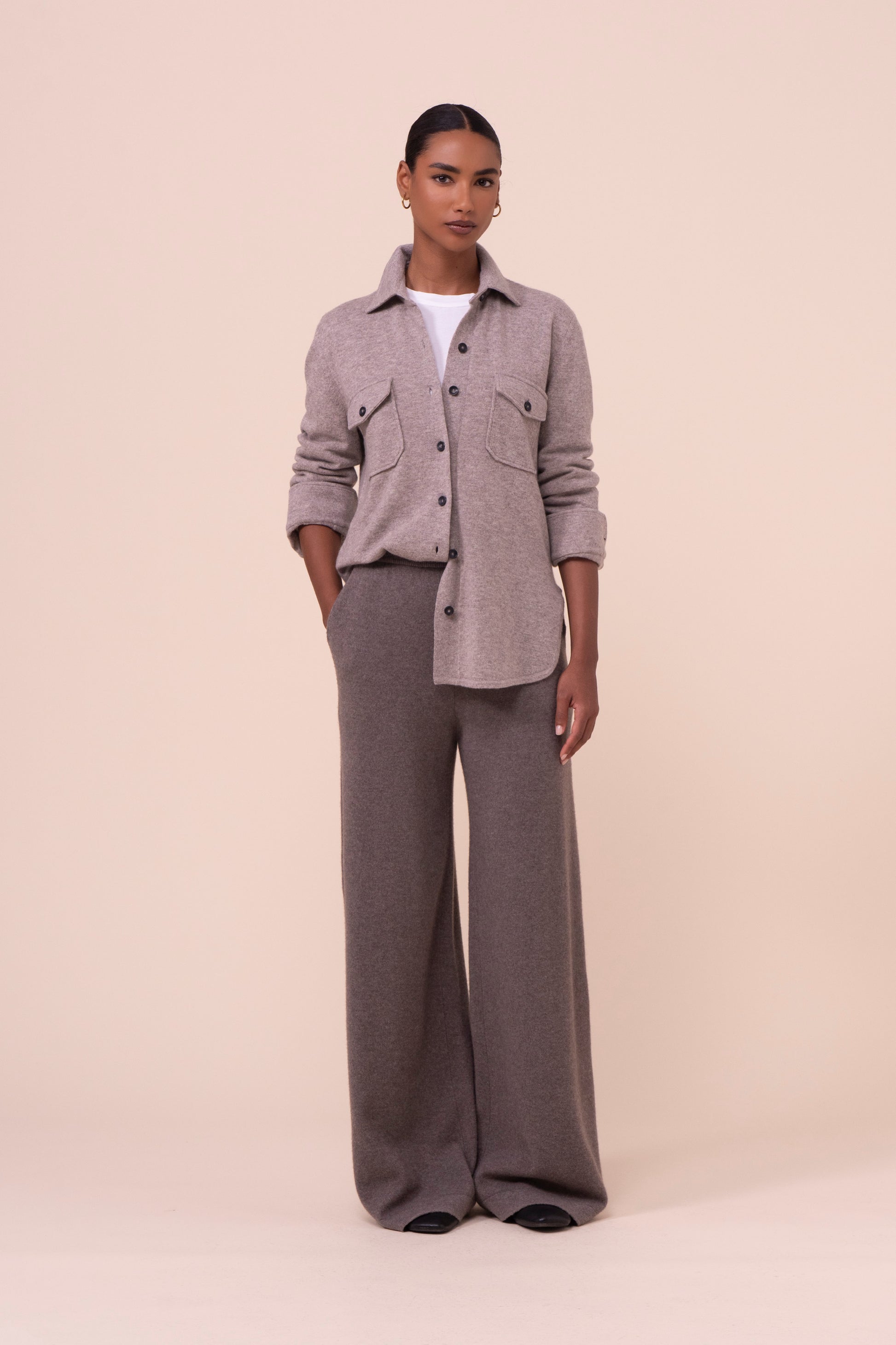 Corviglia overshirt in cashmere con bottoni - ROPEMELANGE