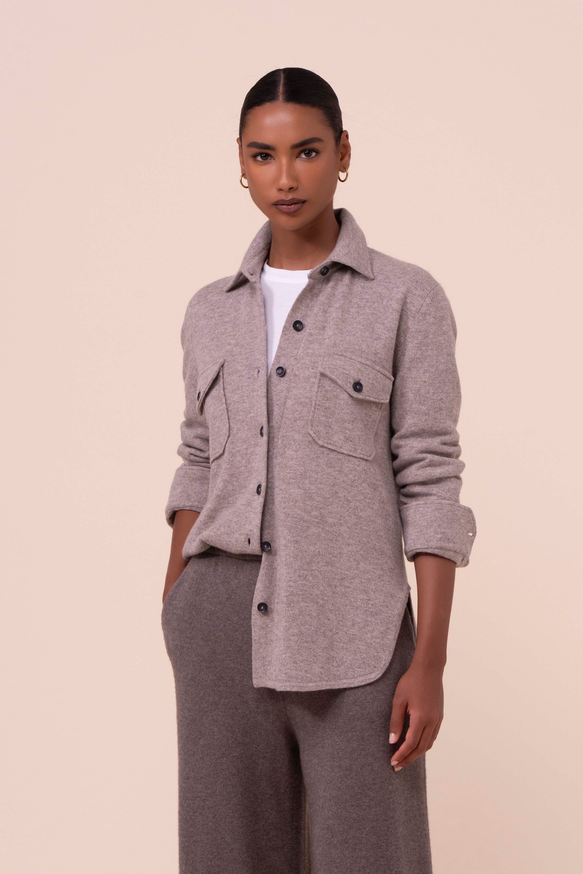 Corviglia overshirt in cashmere con bottoni - ROPEMELANGE