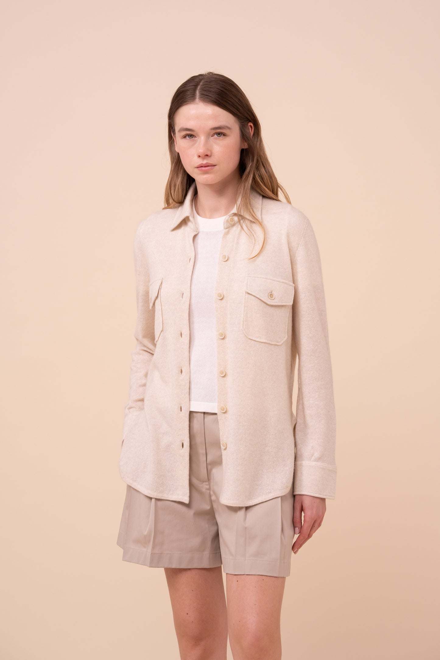 Corviglia Marble overshirt in cashmere e lino - CREAM