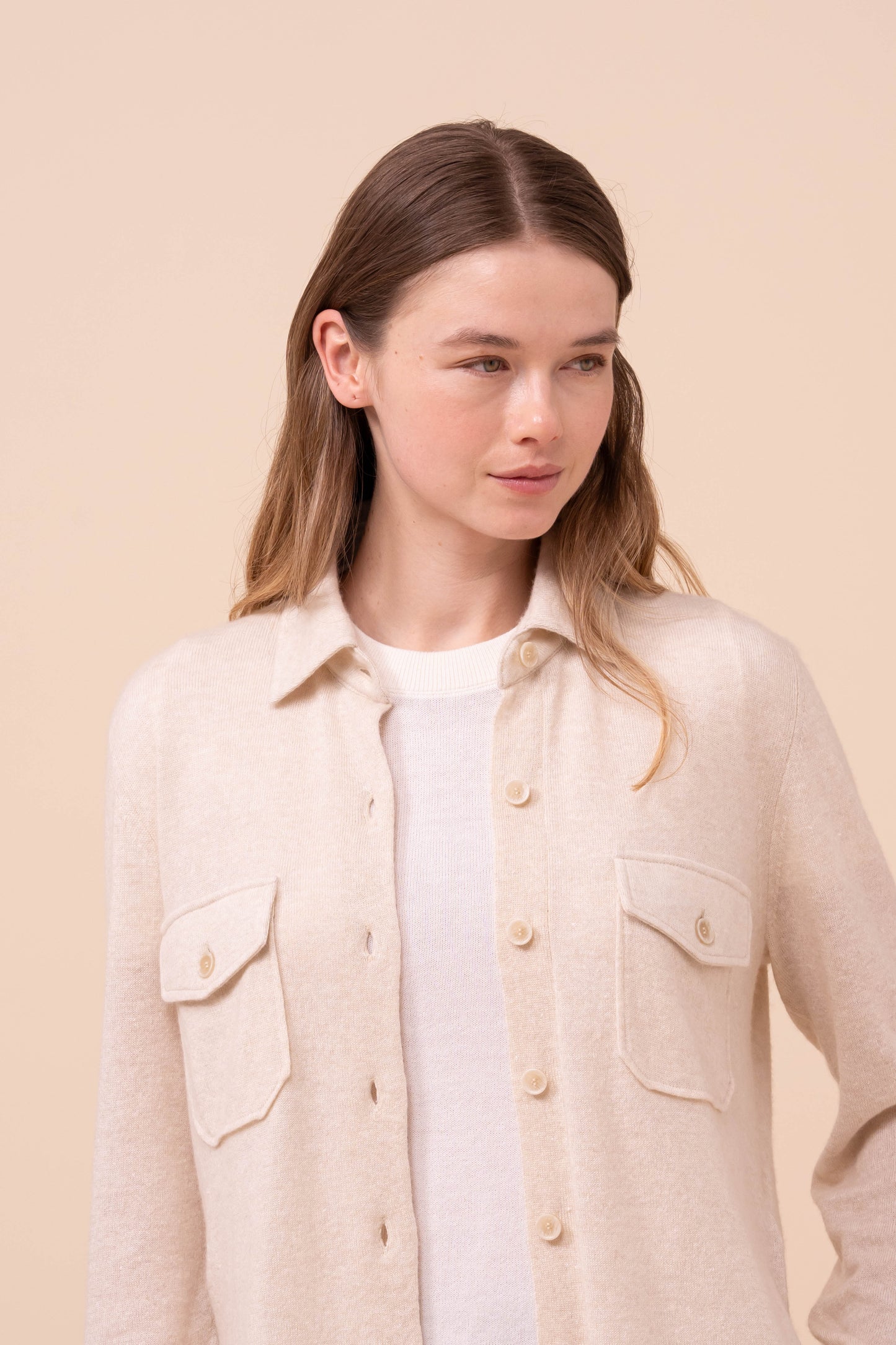 Corviglia Marble overshirt in cashmere e lino - CREAM