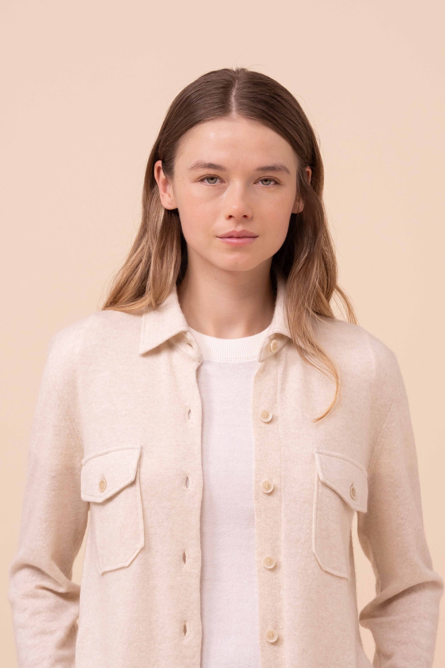 Corviglia Marble Cashmere and Linen Overshirt - CREAM