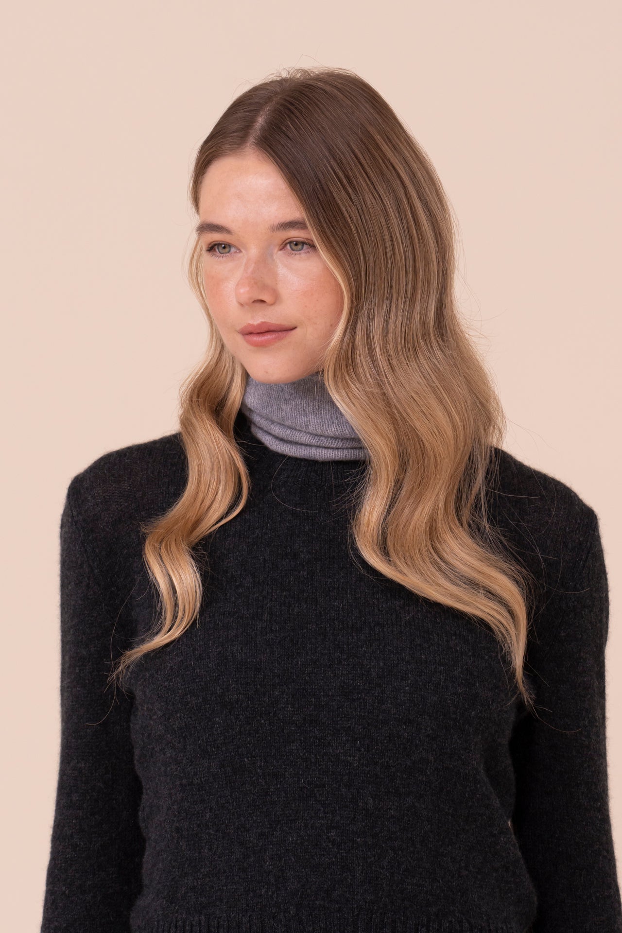 Claude Second Skin girocollo in cashmere - ANTHRACITEMELANGE