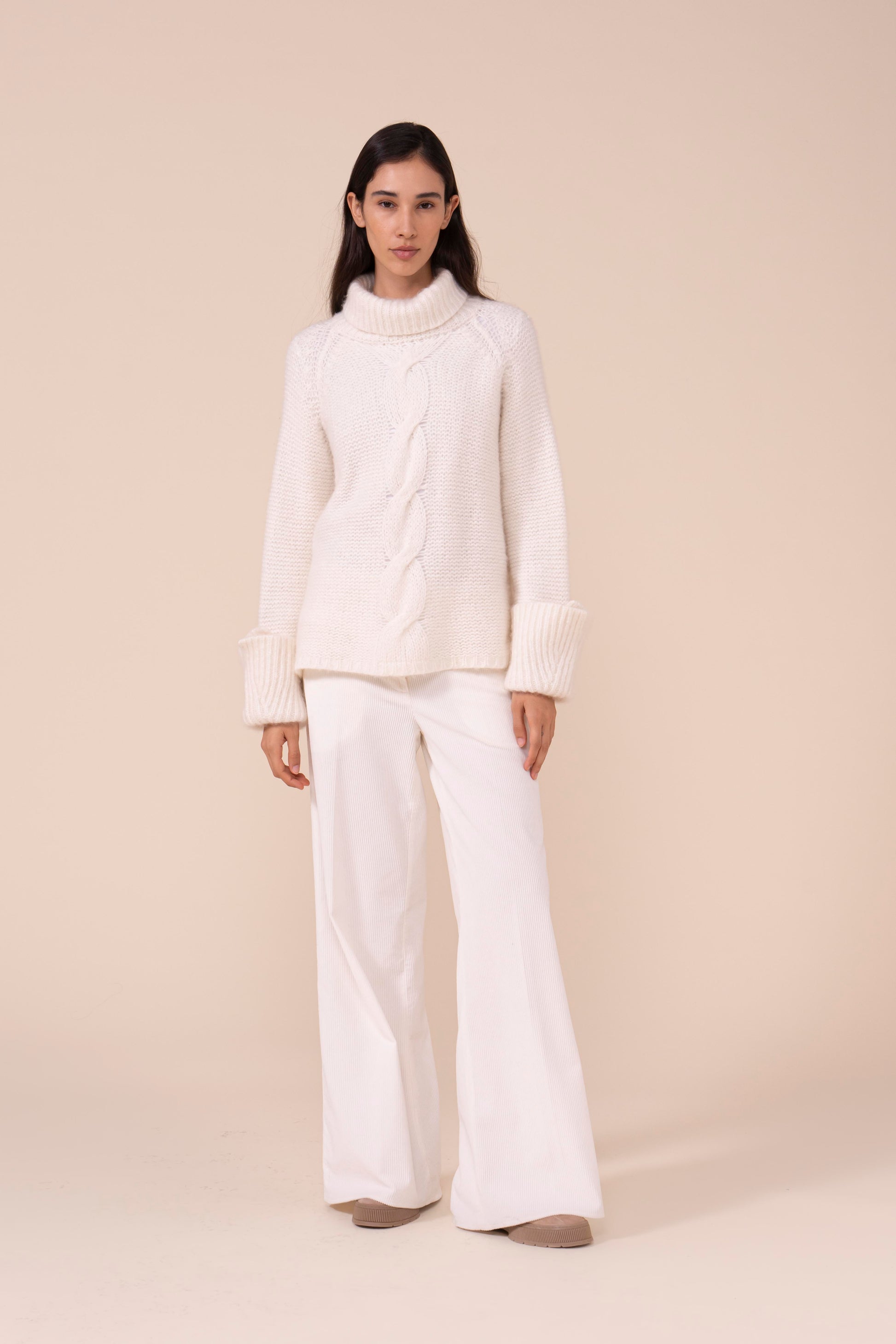 Morganite Foam Wool and Silk Turtleneck - ICE