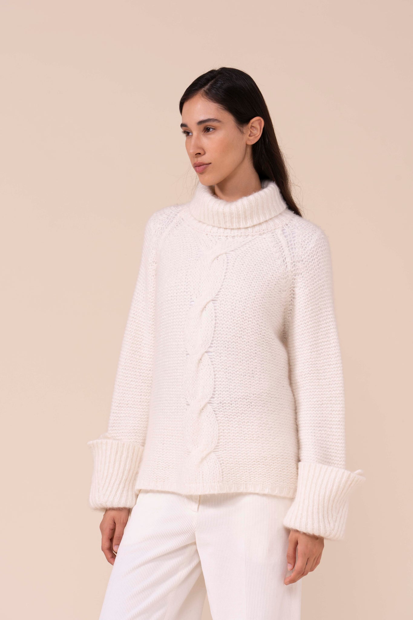 Morganite Foam Wool and Silk Turtleneck - ICE