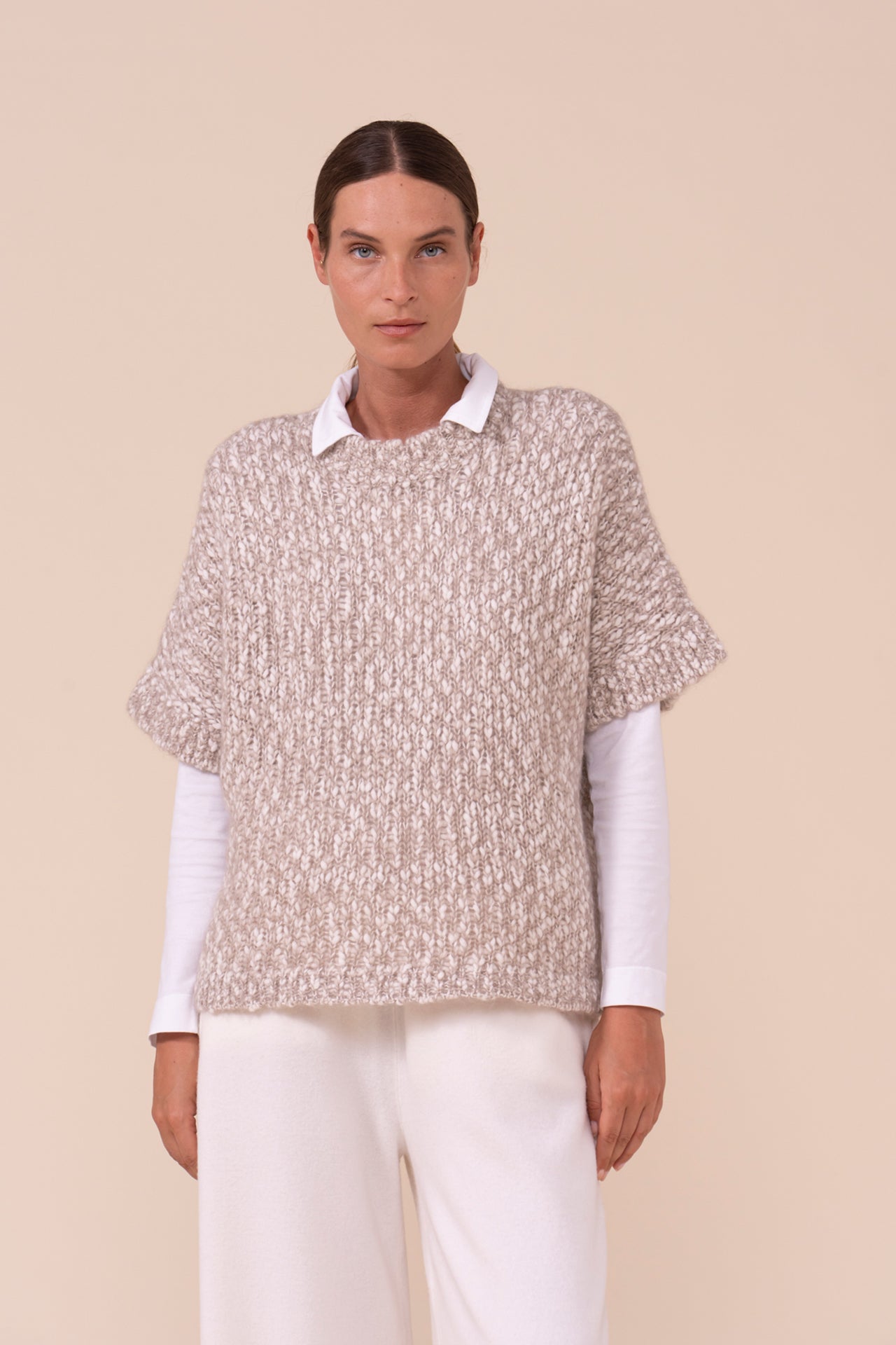 Salgemma Bubbly Wool and Mohair-Silk Boxy Vest - DESERT