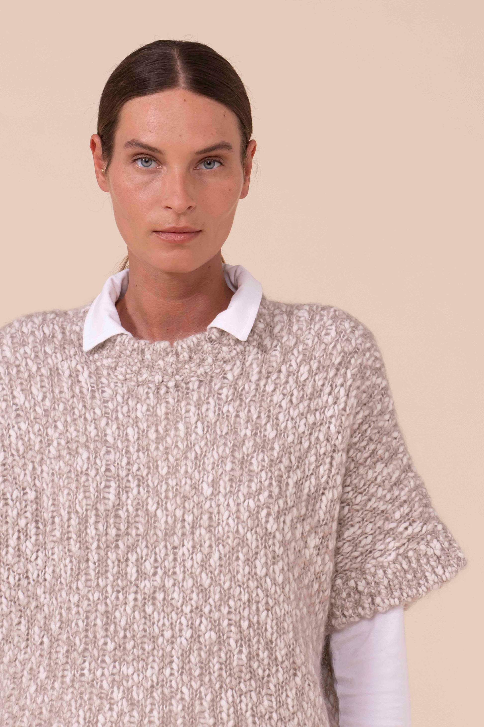 Salgemma Bubbly gilet boxy in lana e mohair-seta - DESERT