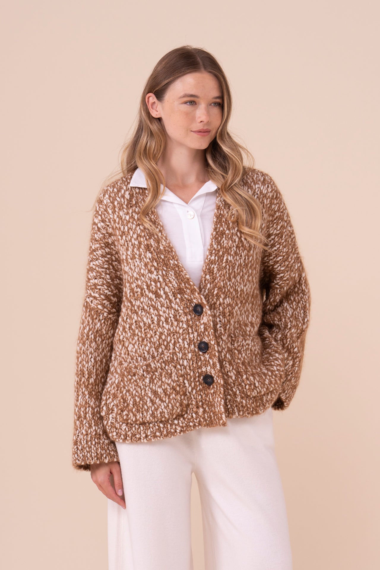 Ametrina Bubbly Wool and Mohair-Silk Cardigan - MUSTARD