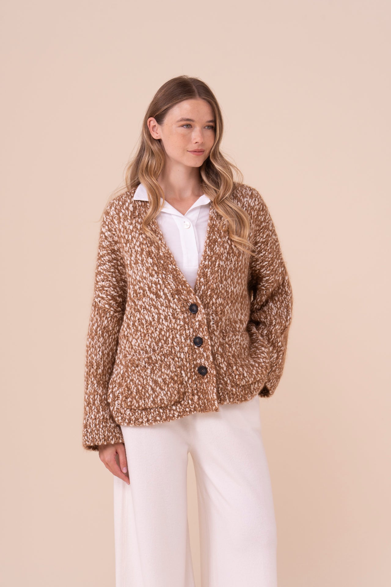 Ametrina Bubbly Wool and Mohair-Silk Cardigan - MUSTARD