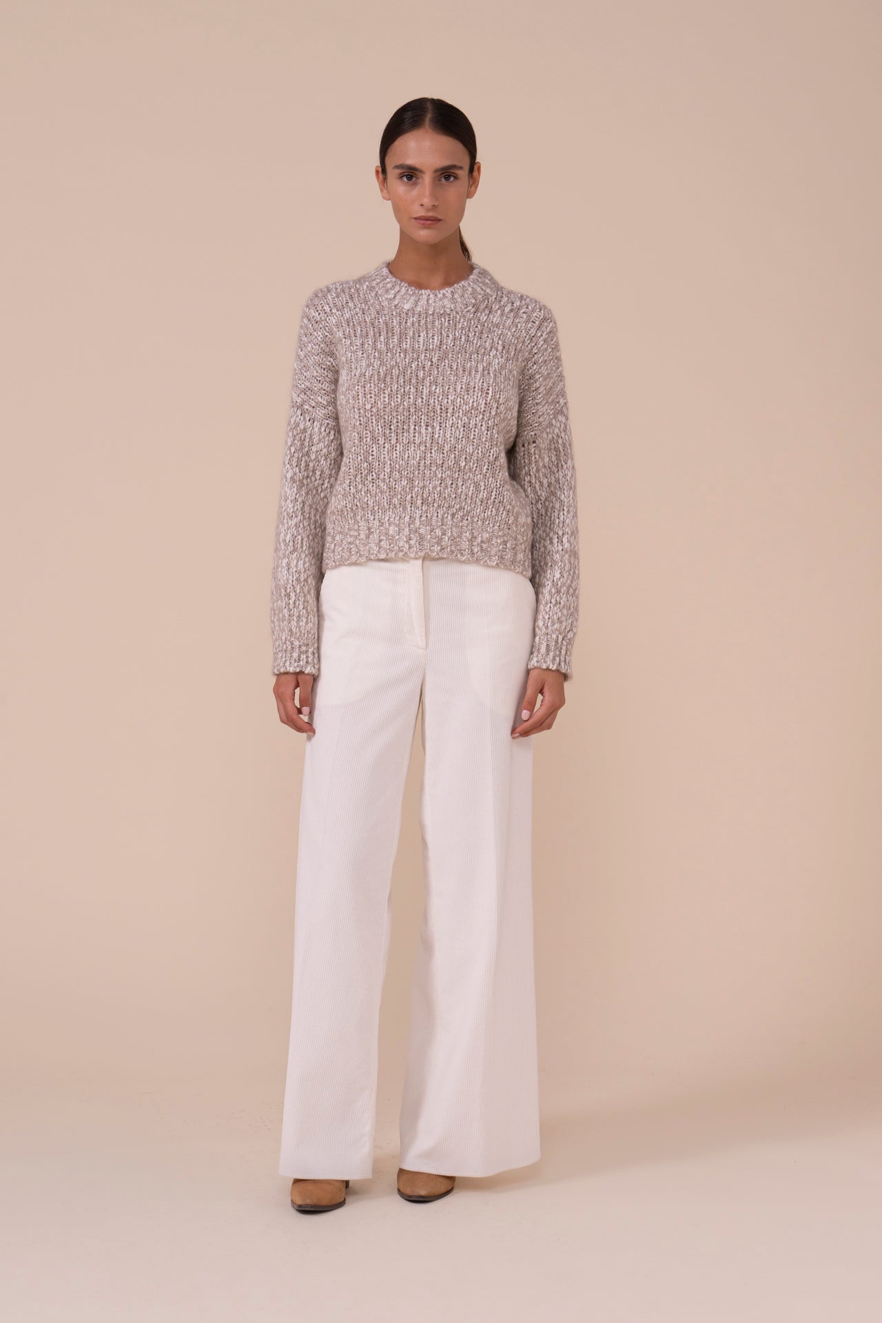 Berillio Bubbly girocollo in lana e mohair-seta - DESERT