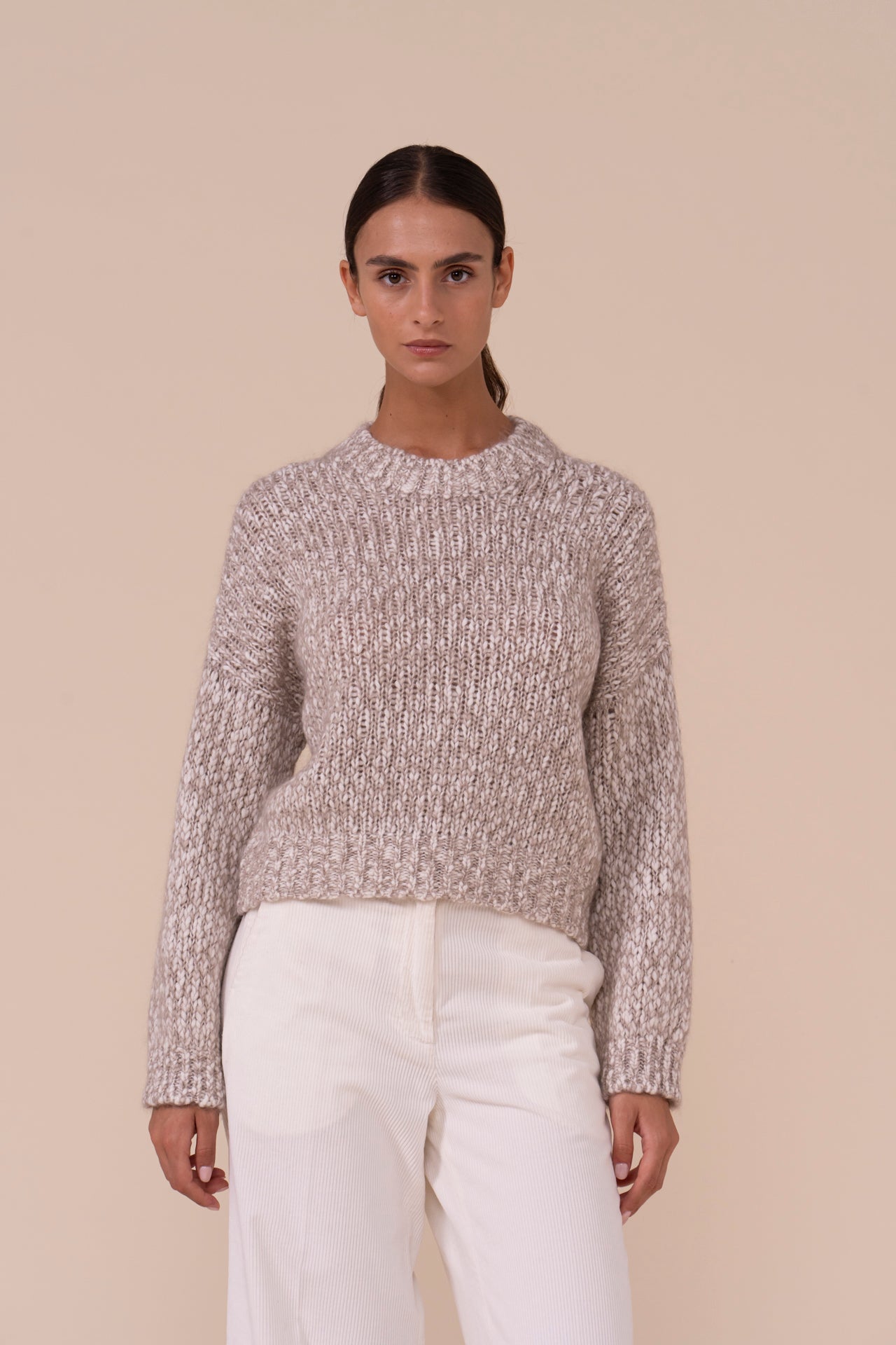 Berillio Bubbly girocollo in lana e mohair-seta - DESERT