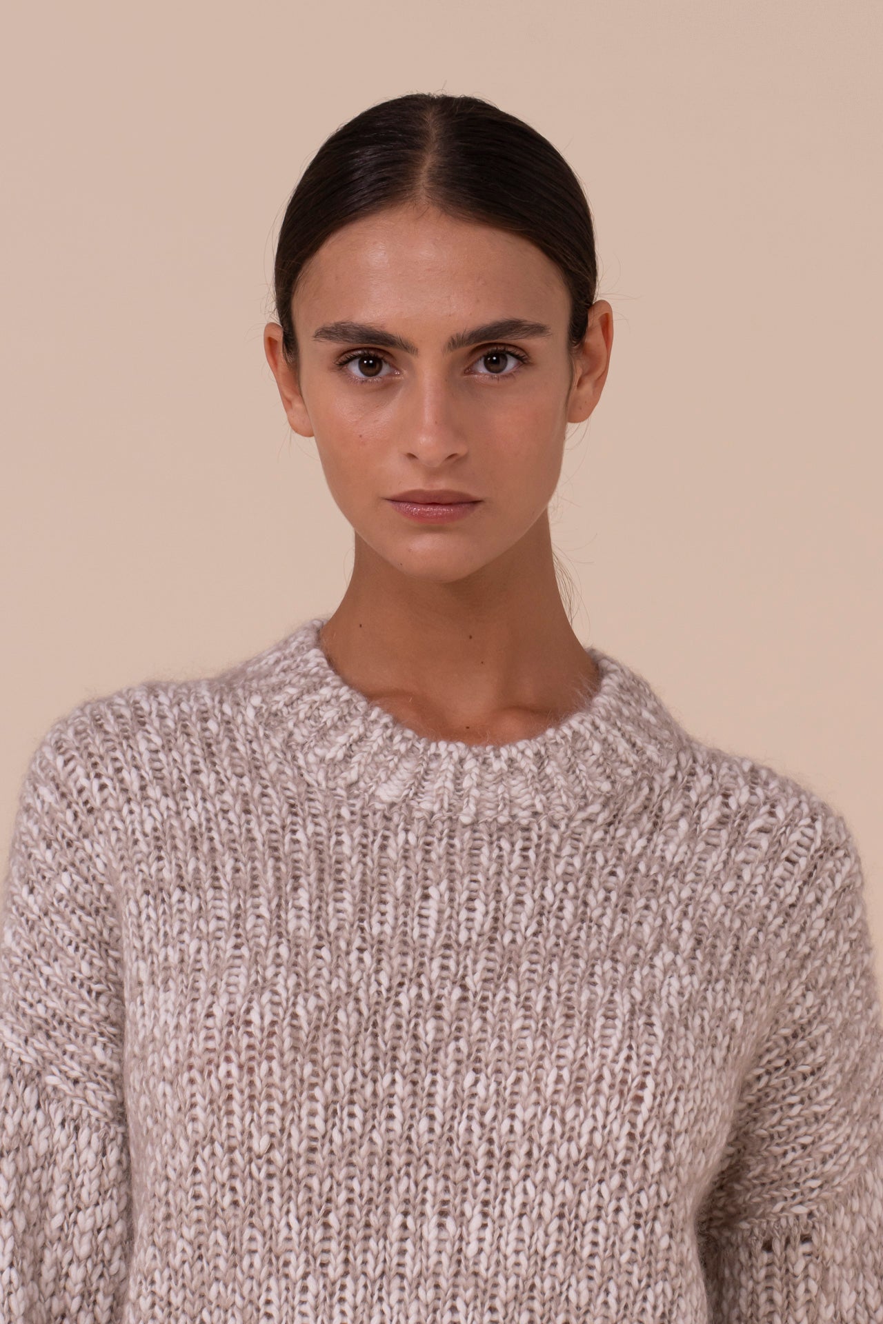 Berillio Bubbly girocollo in lana e mohair-seta - DESERT