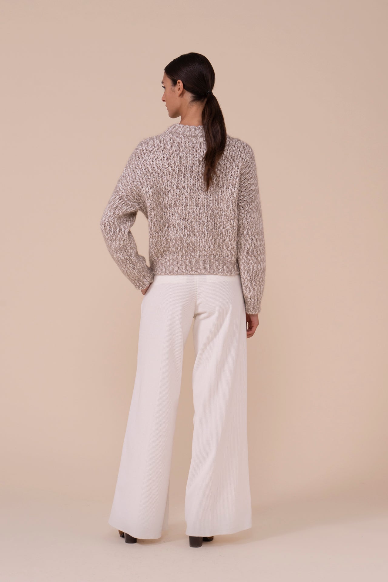 Berillio Bubbly girocollo in lana e mohair-seta - DESERT