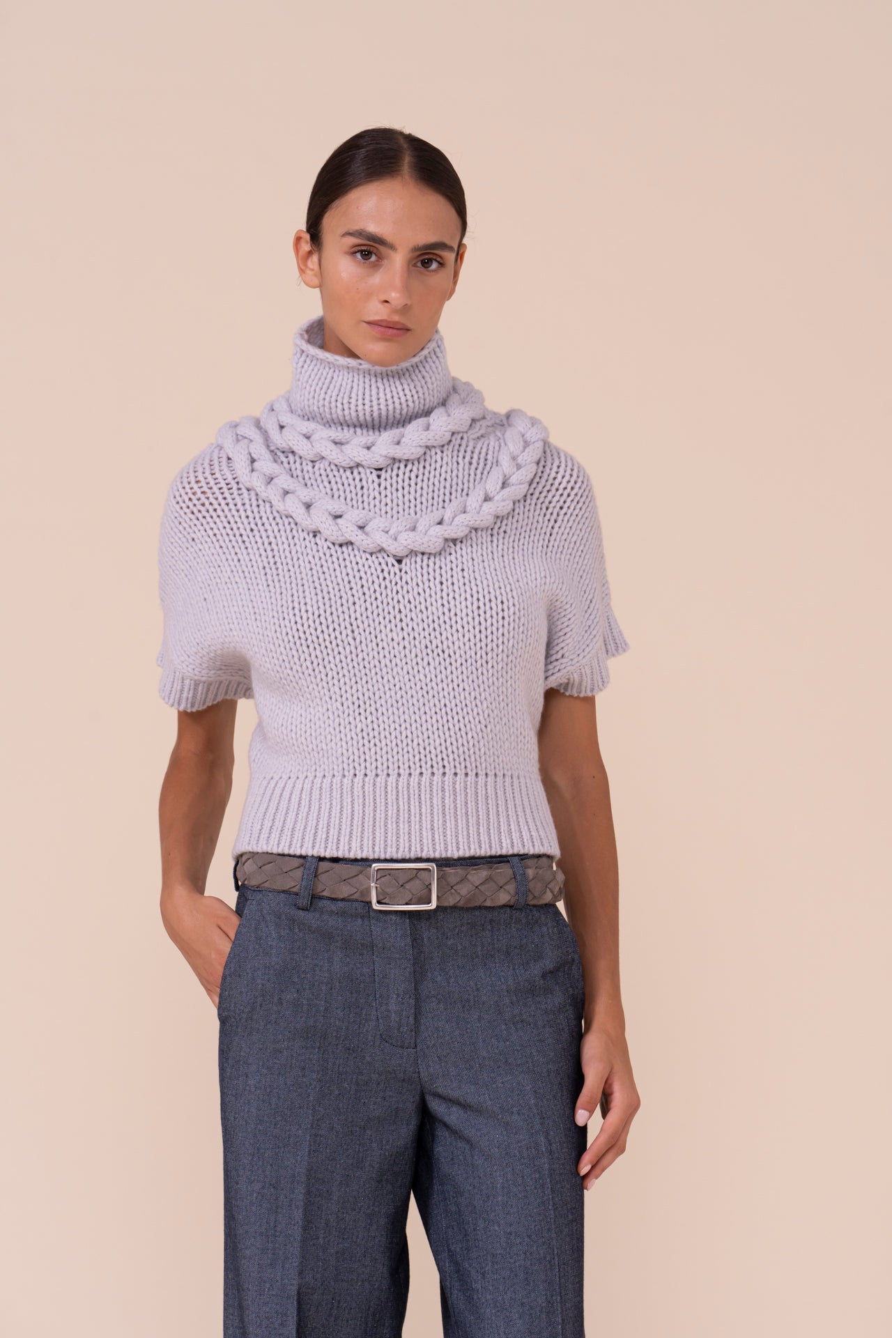 Rodolite Biggie Wool and Cashmere Handmade Vest - LIGHTGRAY