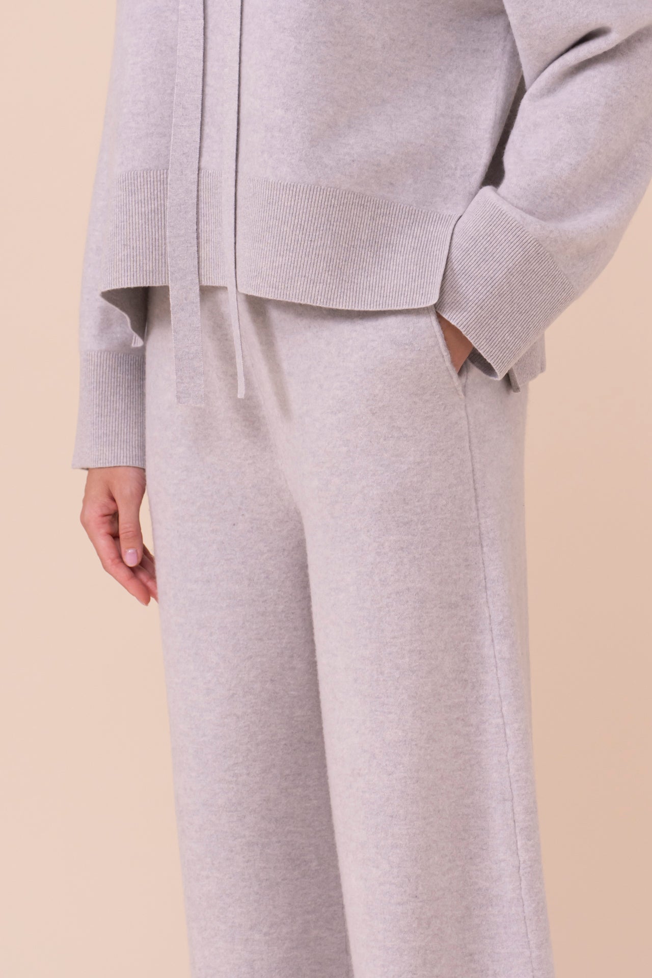 Ammonite pantalone in lana Merino Geelong a gamba larga - LIGHTGRAY