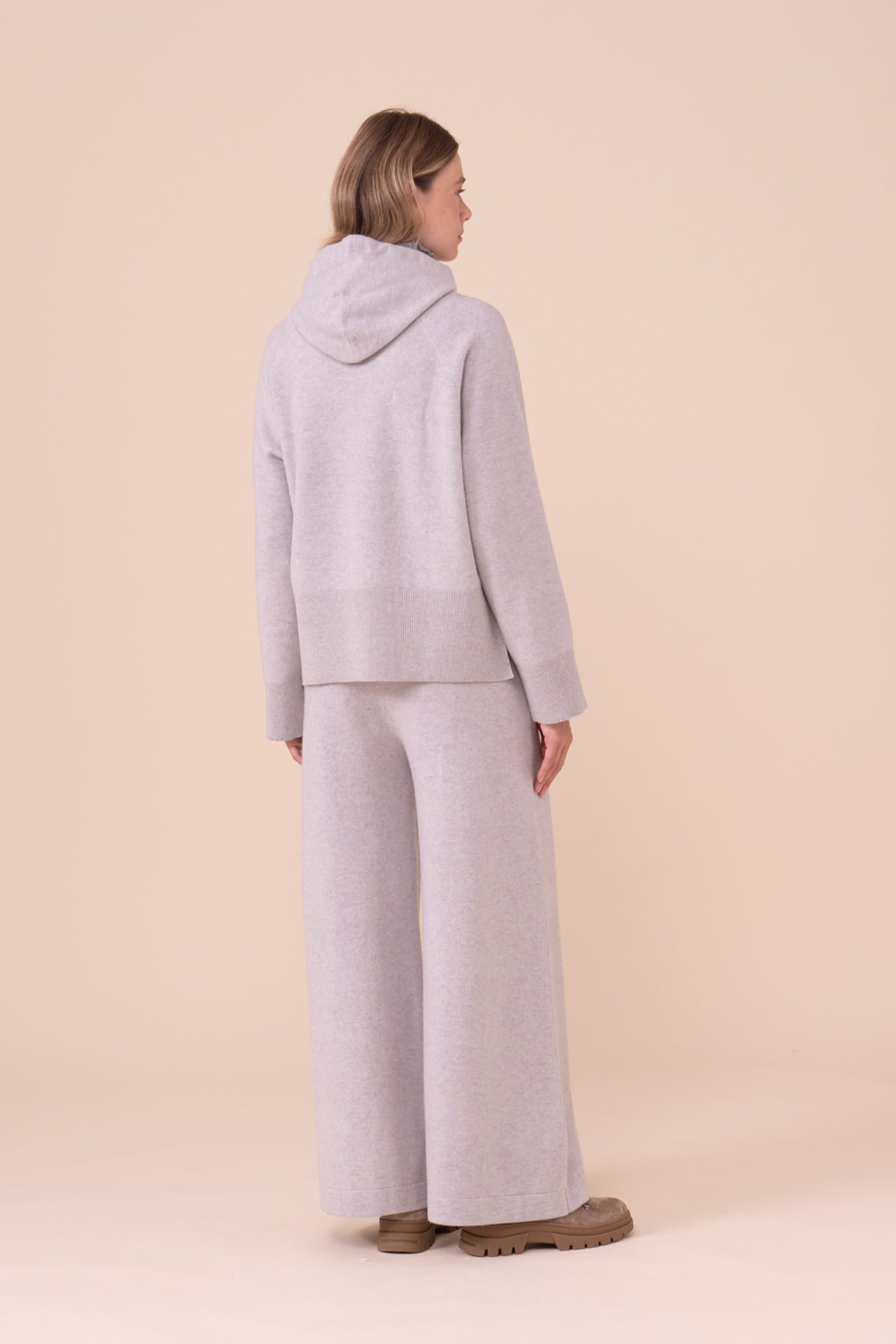 Ammonite pantalone in lana Merino Geelong a gamba larga - LIGHTGRAY