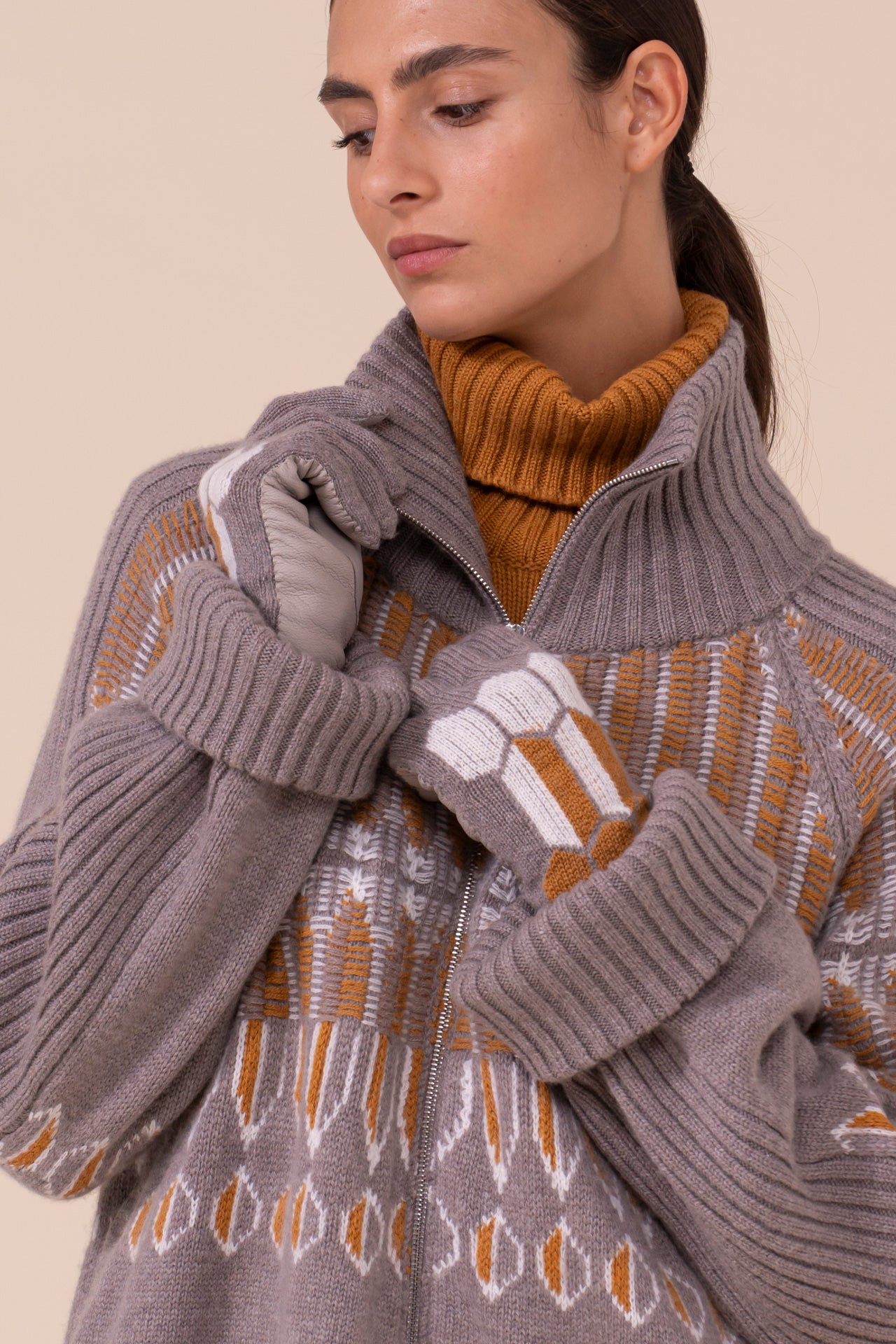 Andalusite guanti in cashmere jacquard - MUD