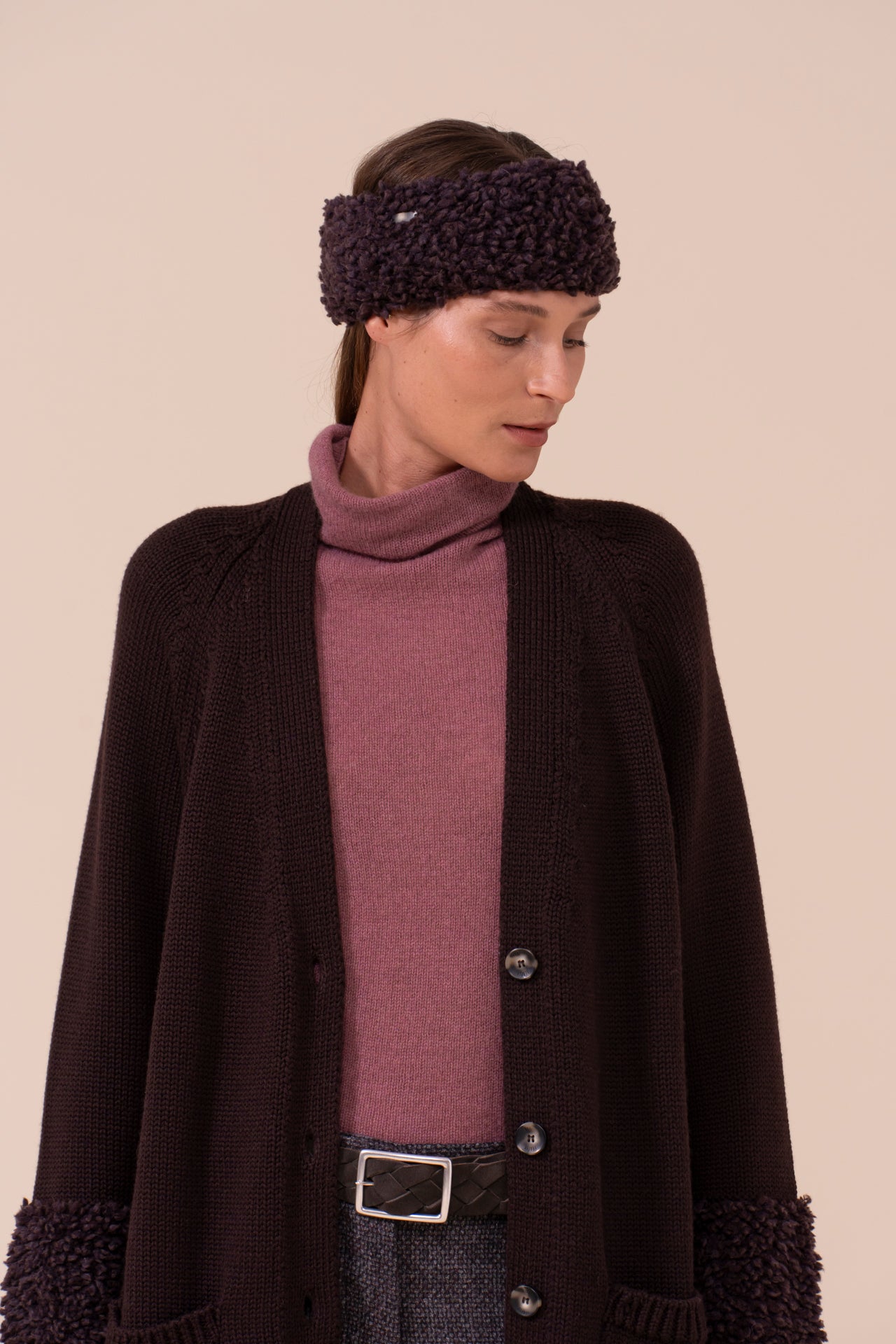 Minerale Hairy Merino Wool Headband - DARKCHOCOLATE