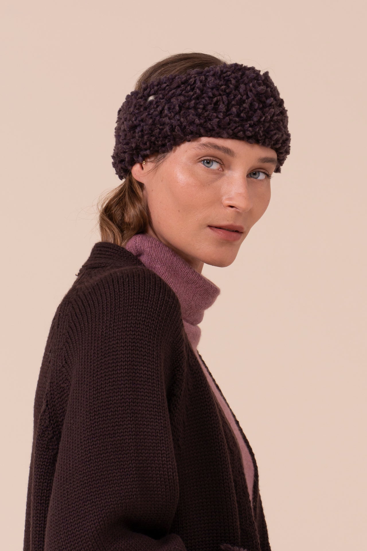 Minerale Hairy Merino Wool Headband - DARKCHOCOLATE