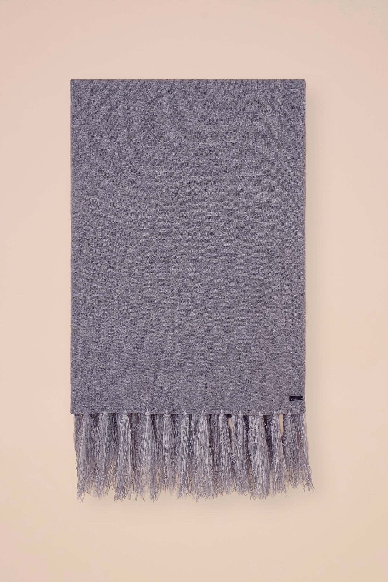 Open maxi sciarpa in cashmere con frange - DARKCHOCOLATE