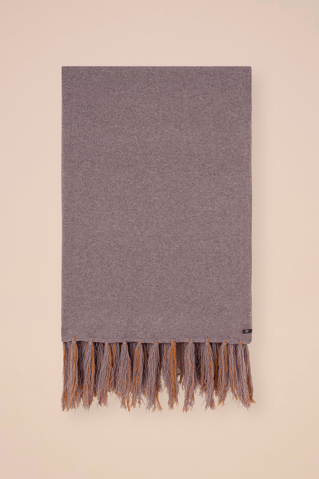 Open maxi sciarpa in cashmere con frange - DARKCHOCOLATE
