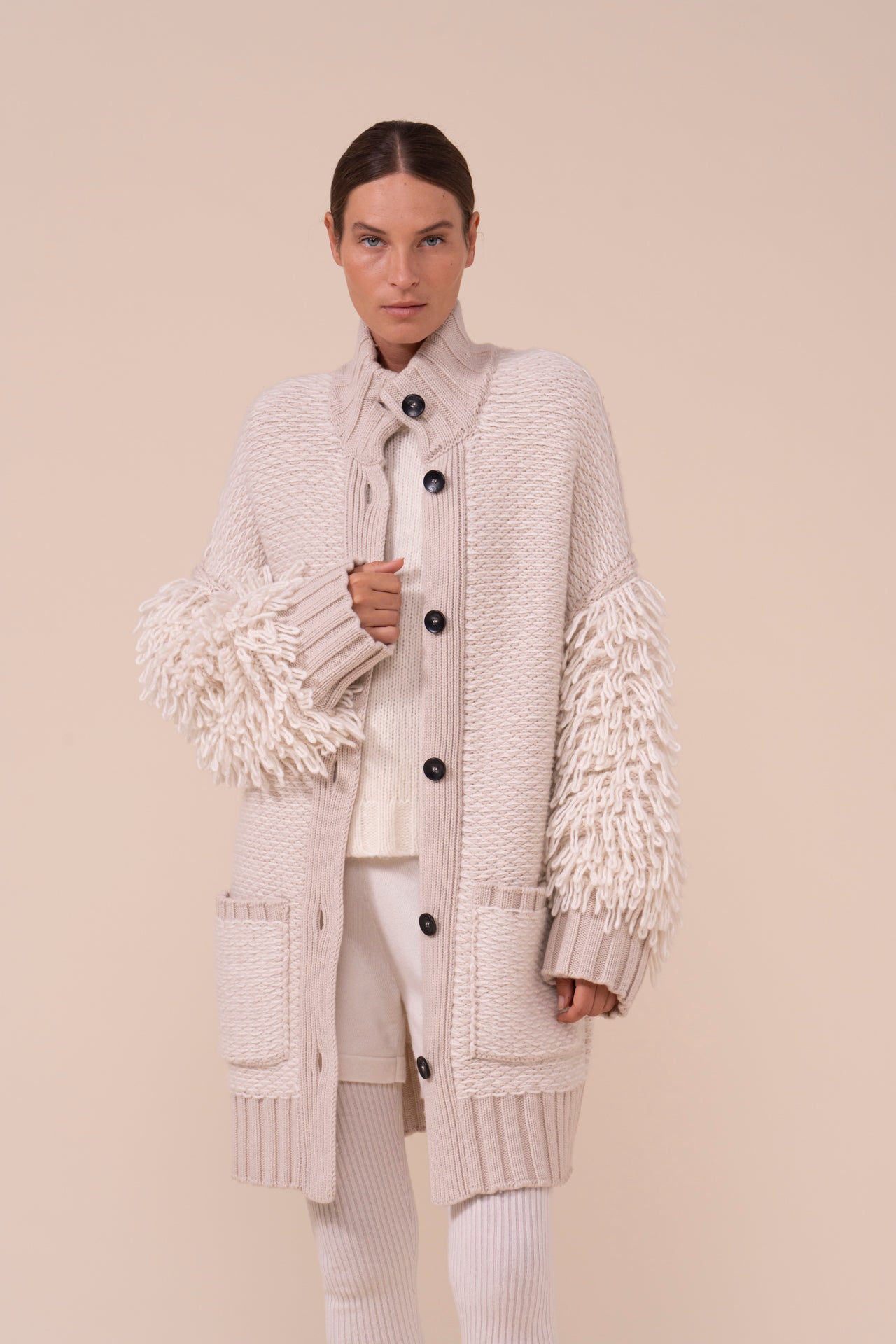 Ventoux Cashmere and Silk Oversized Coat - LINEN