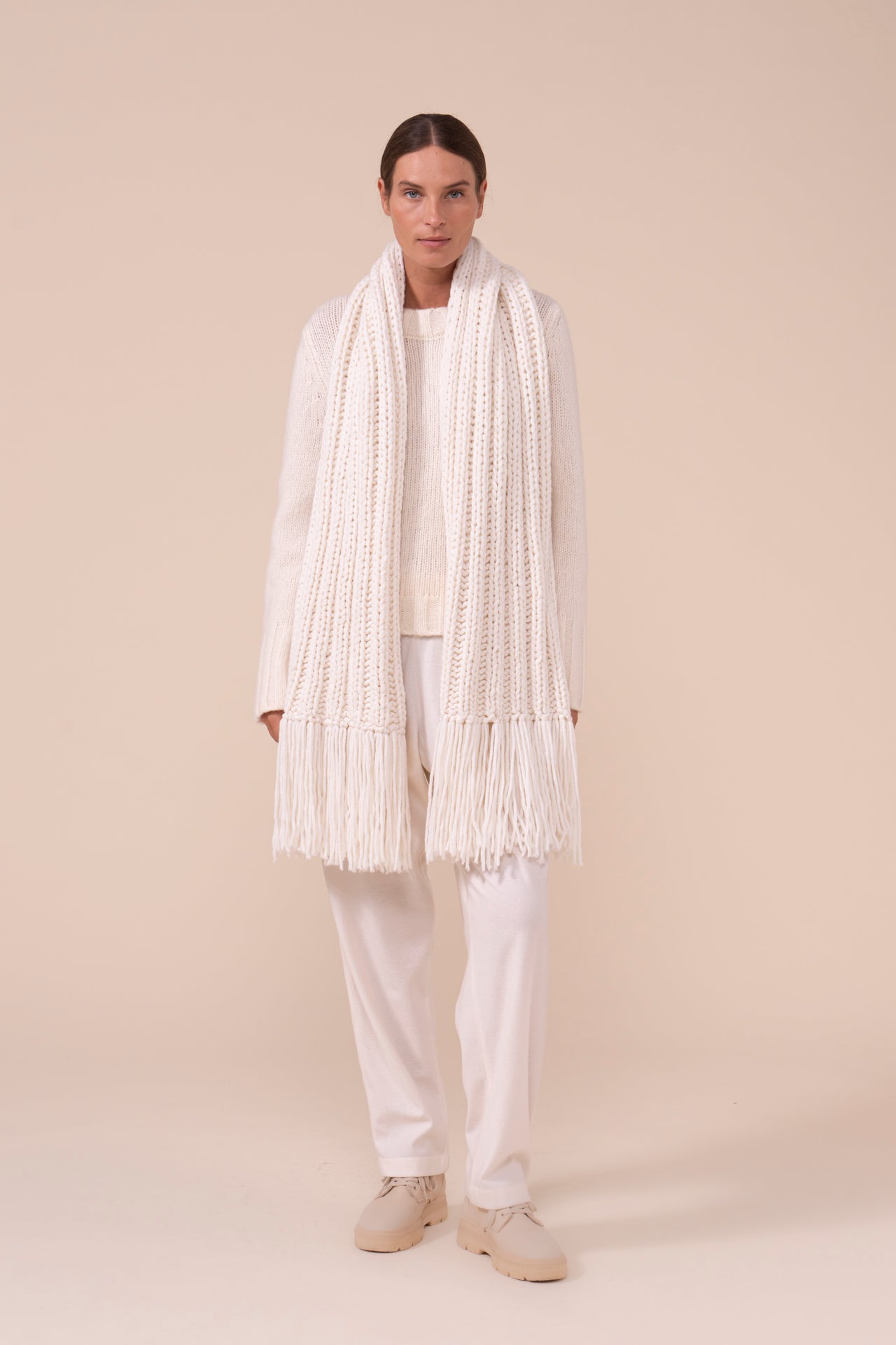 Presolana Biggie Cashmere and Wool Handmade Scarf - ICE