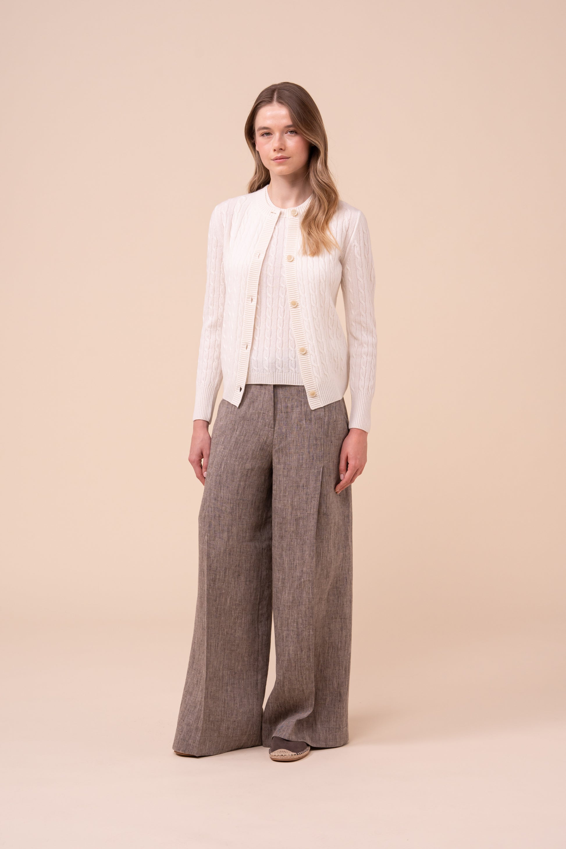 Alma Persia Cashmere Cable Cardigan - ICE