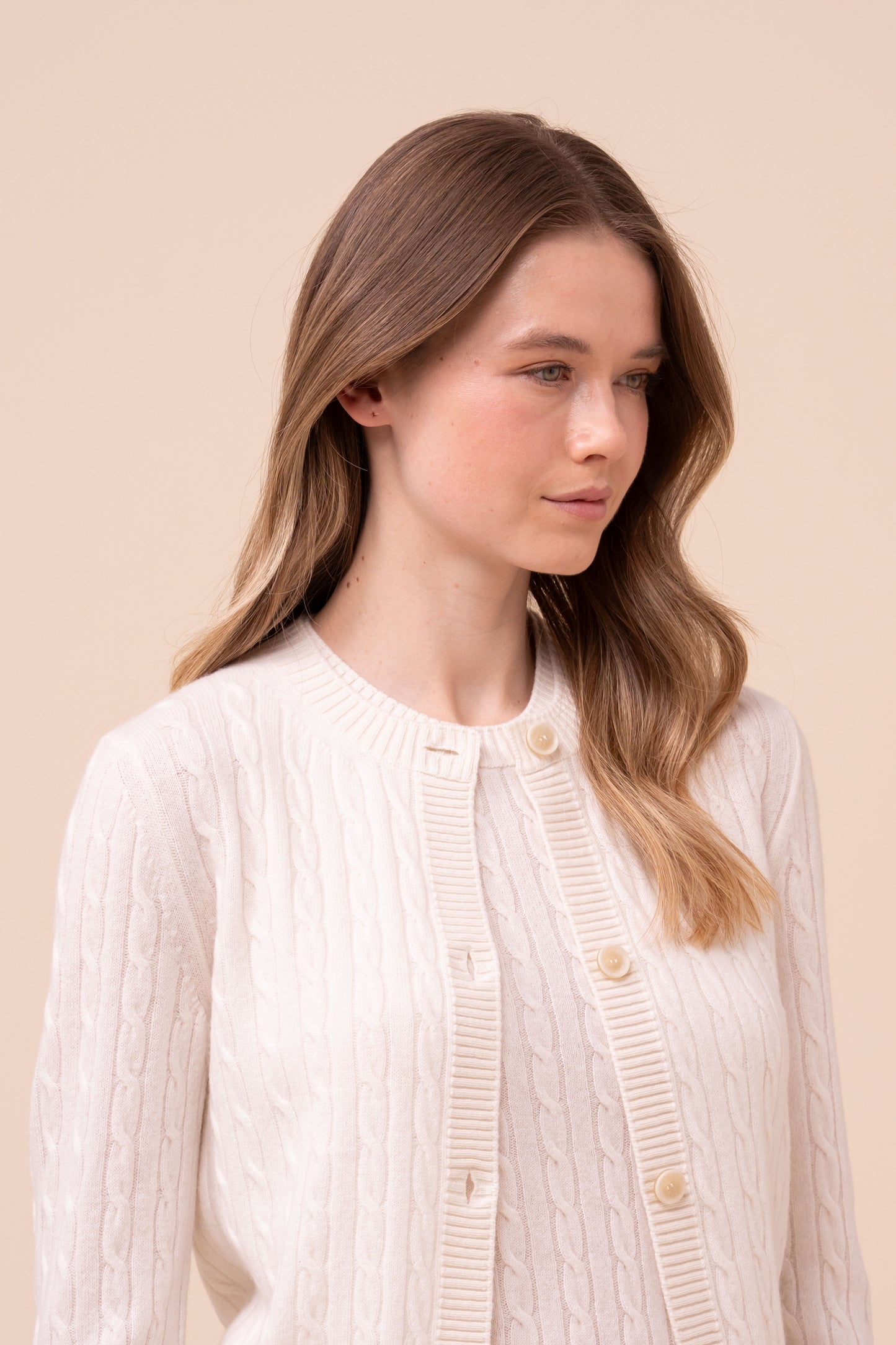 Alma Persia Cashmere Cable Cardigan - ICE