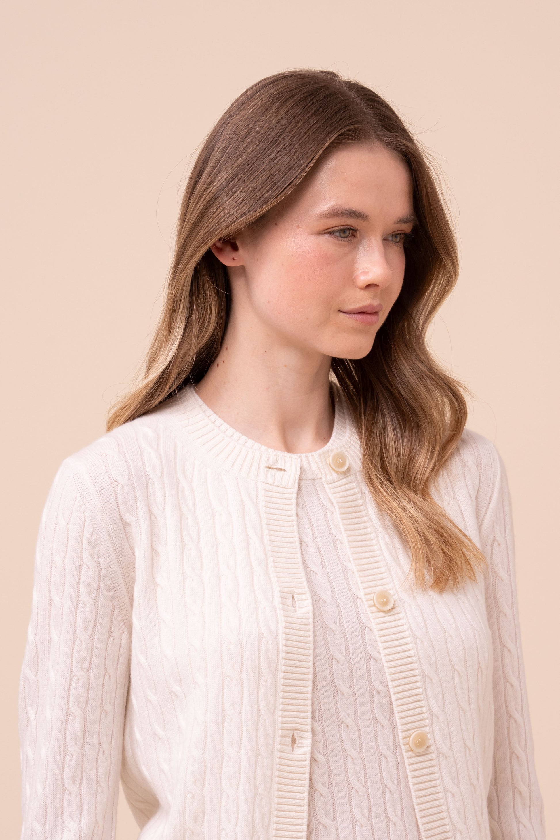 Alma Persia Cashmere Cable Cardigan - ICE