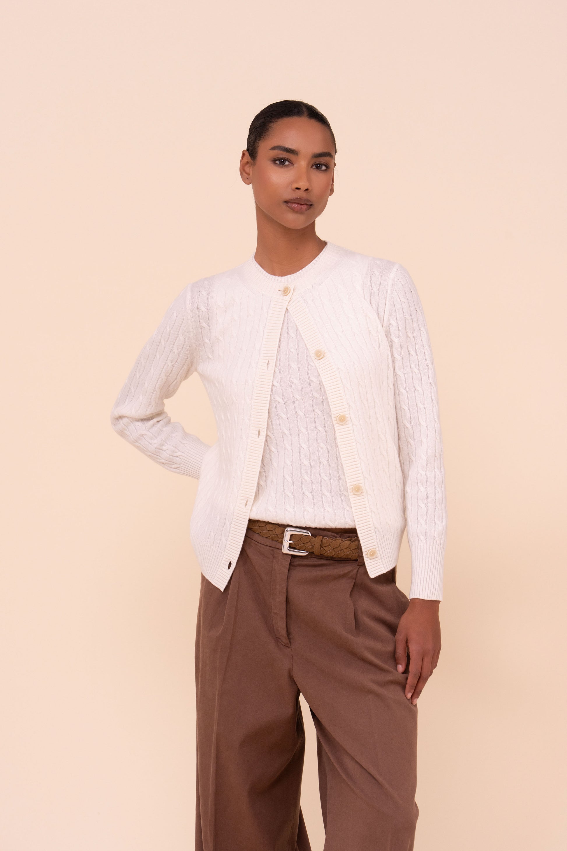 Alma Persia cardigan in cashmere a treccia - ICE