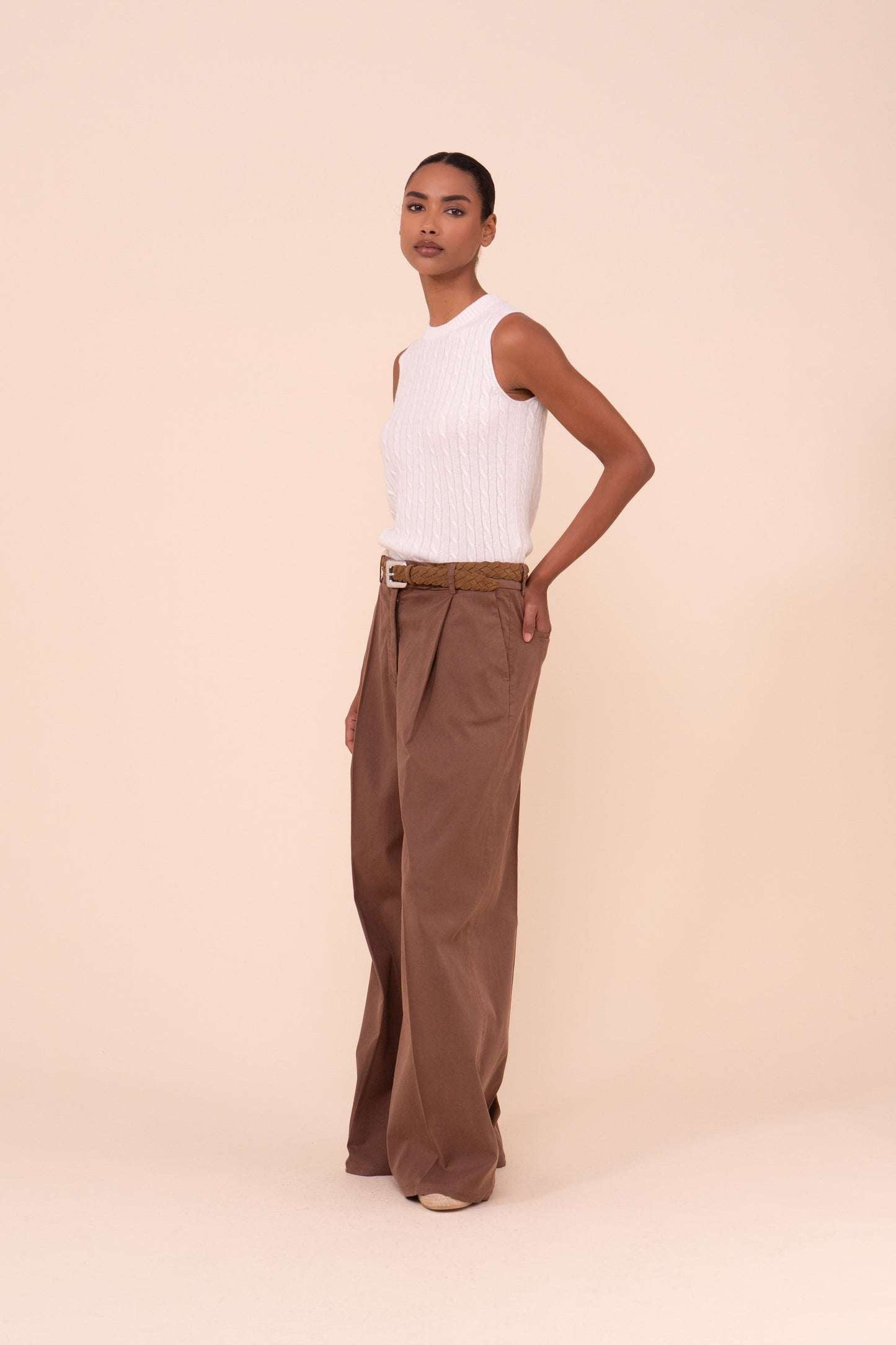 Pac Persia Cashmere Cable Sleeveless Top - ICE