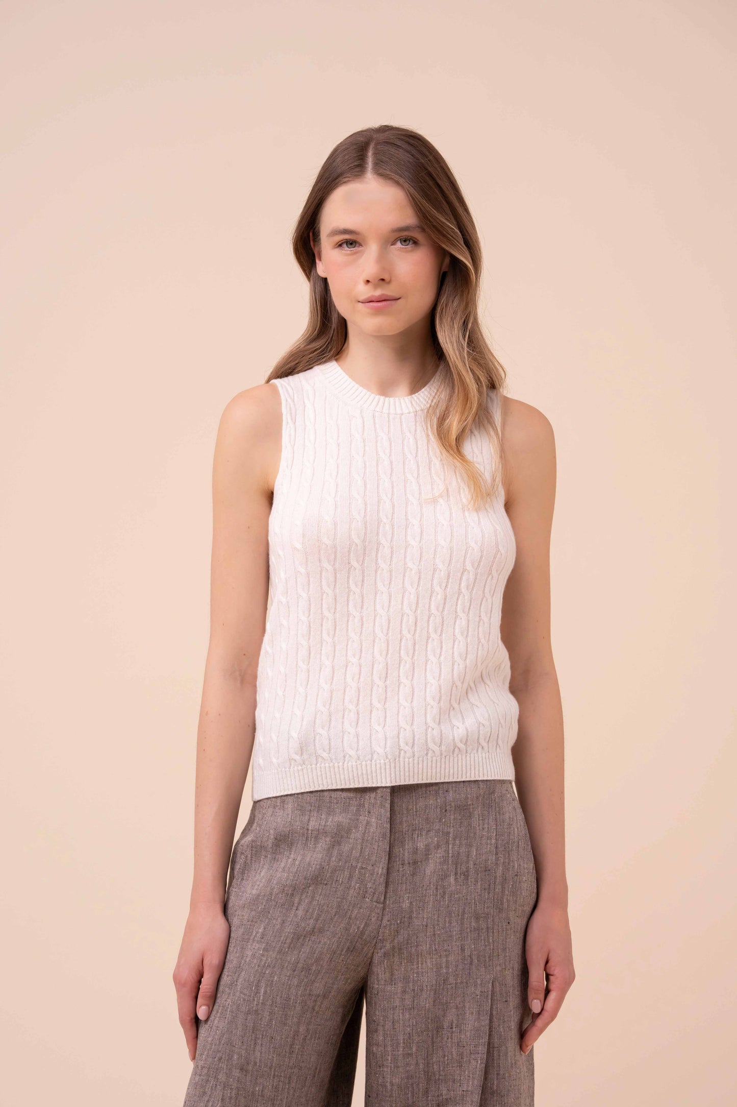 Pac Persia maglia a senza maniche in cashmere a treccia - ICE