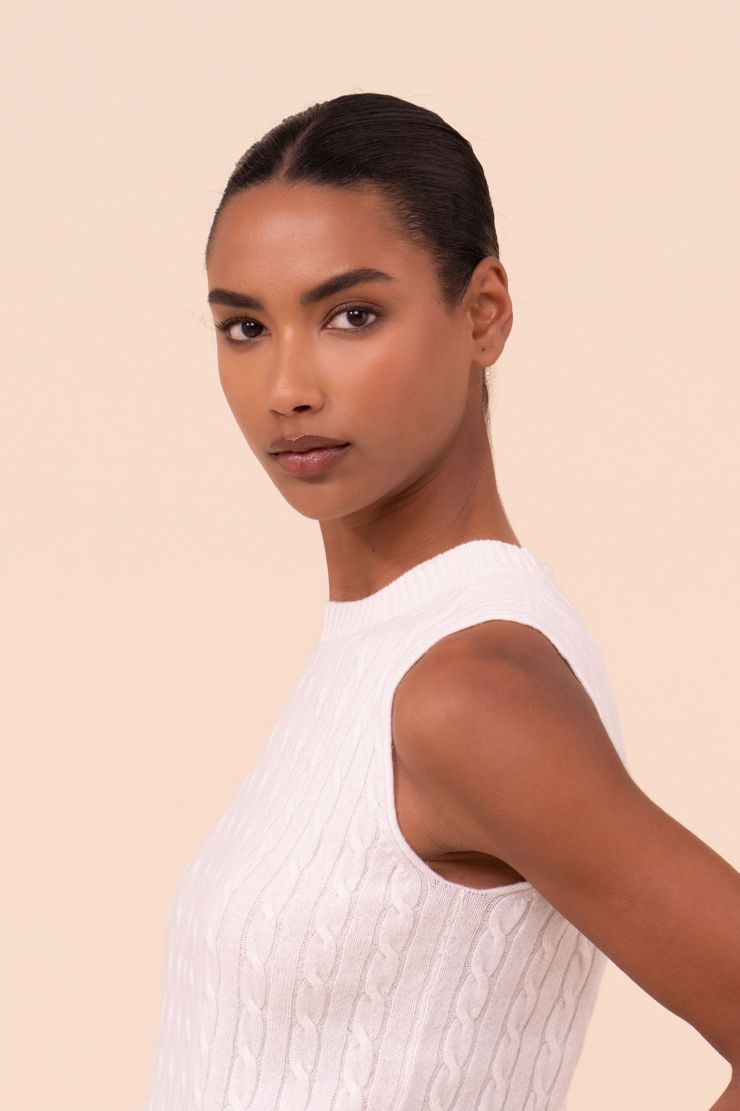 Pac Persia Cashmere Cable Sleeveless Top - ICE