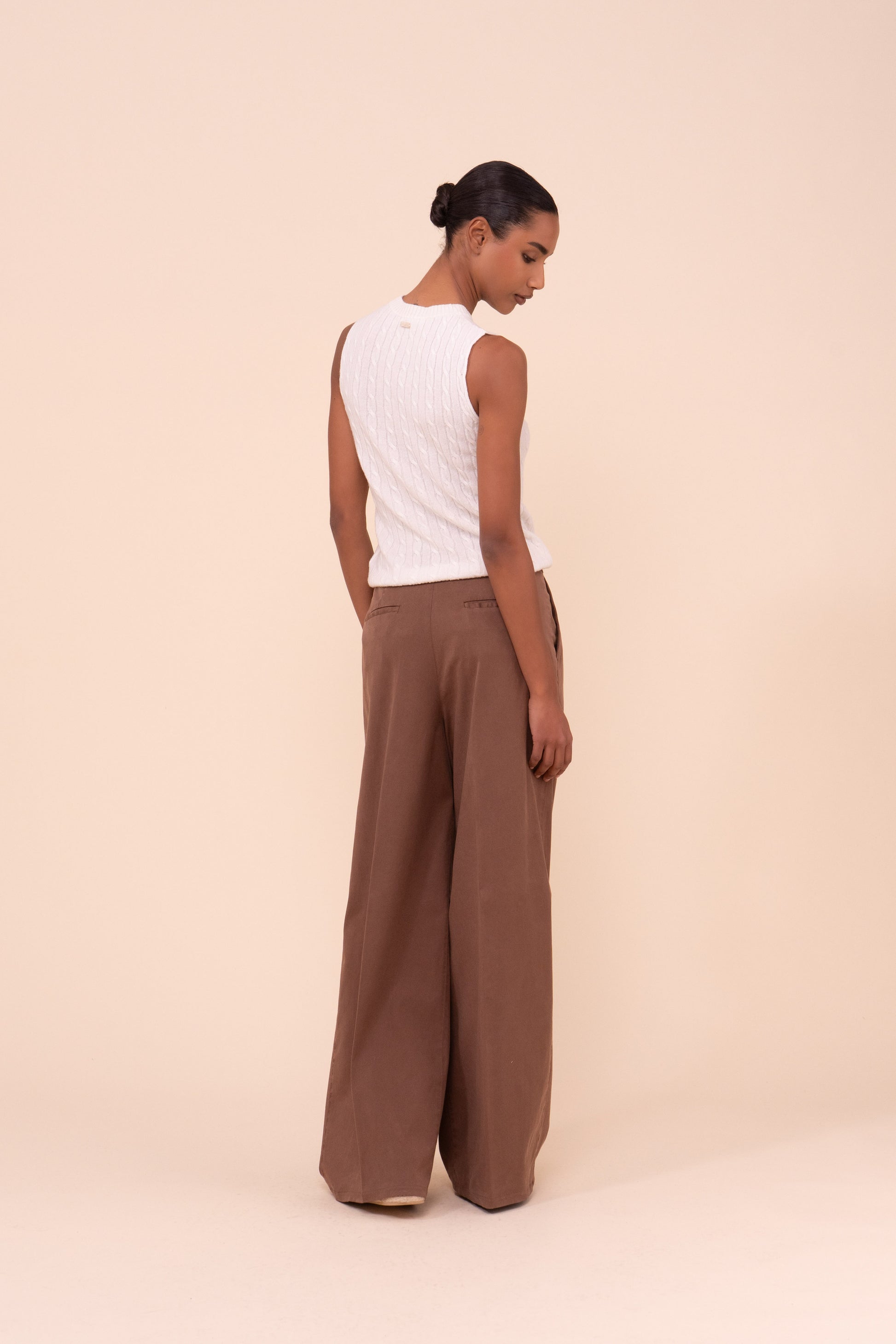 Pac Persia Cashmere Cable Sleeveless Top - ICE