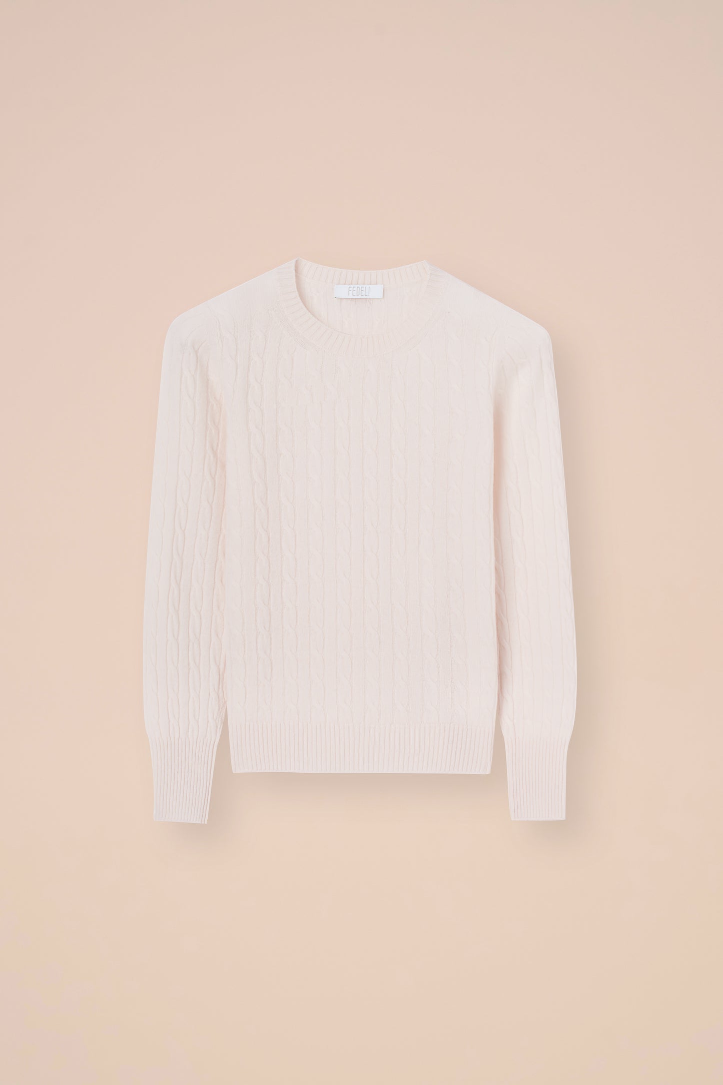 Franz Persia maglia a girocollo in cashmere a treccia - CREAM