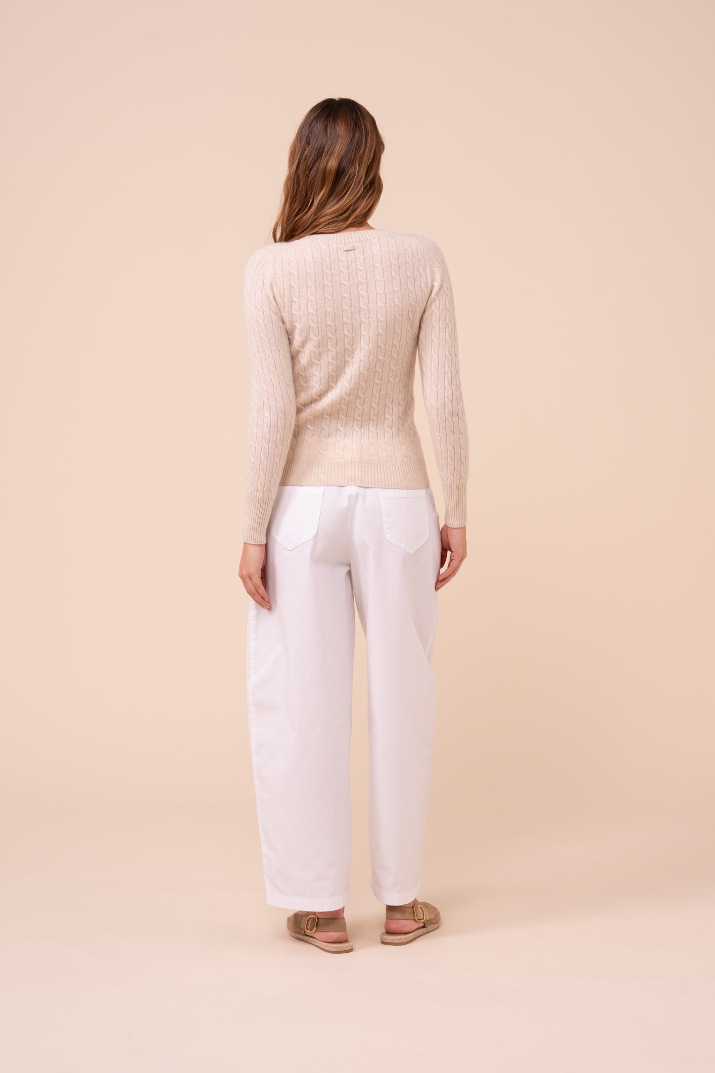 Franz Persia maglia a girocollo in cashmere a treccia - CREAM