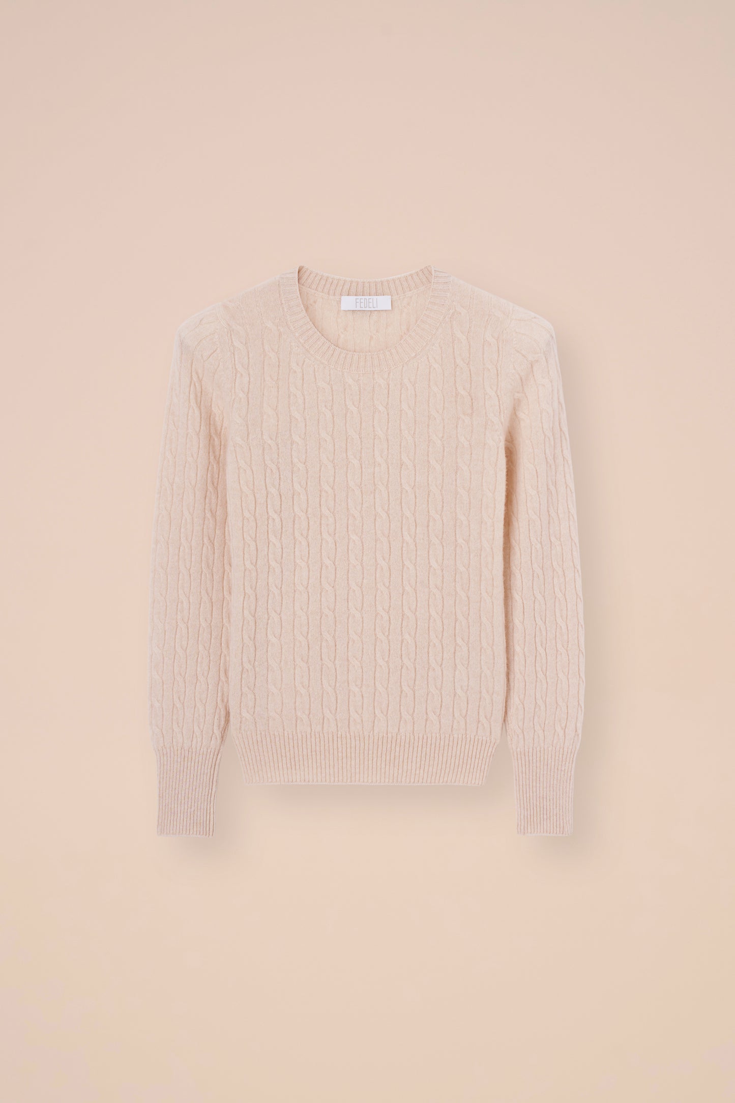 Franz Persia maglia a girocollo in cashmere a treccia - CREAM